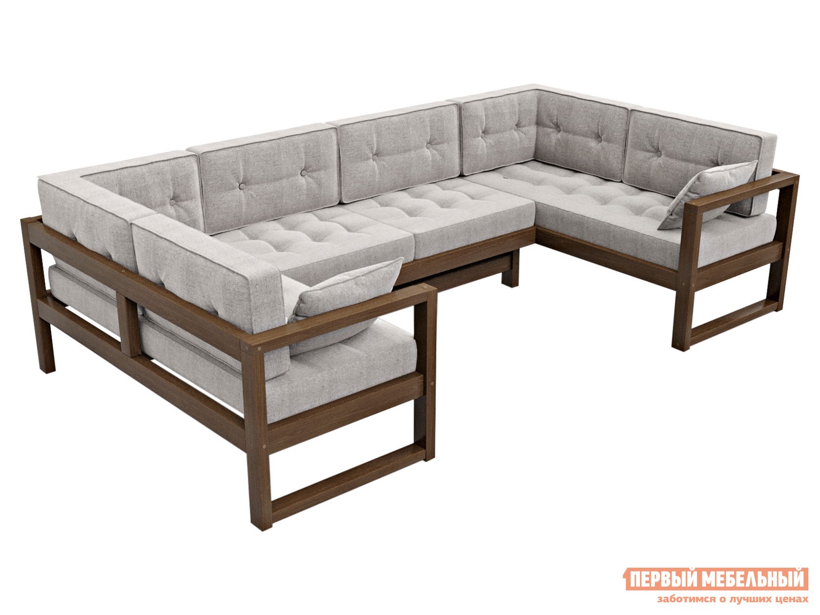 Угловой диван  Астер Орех / Серый, рогожка