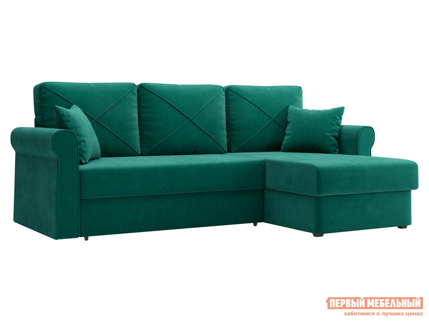 Угловой диван  Роланд Зеленый, велюр
