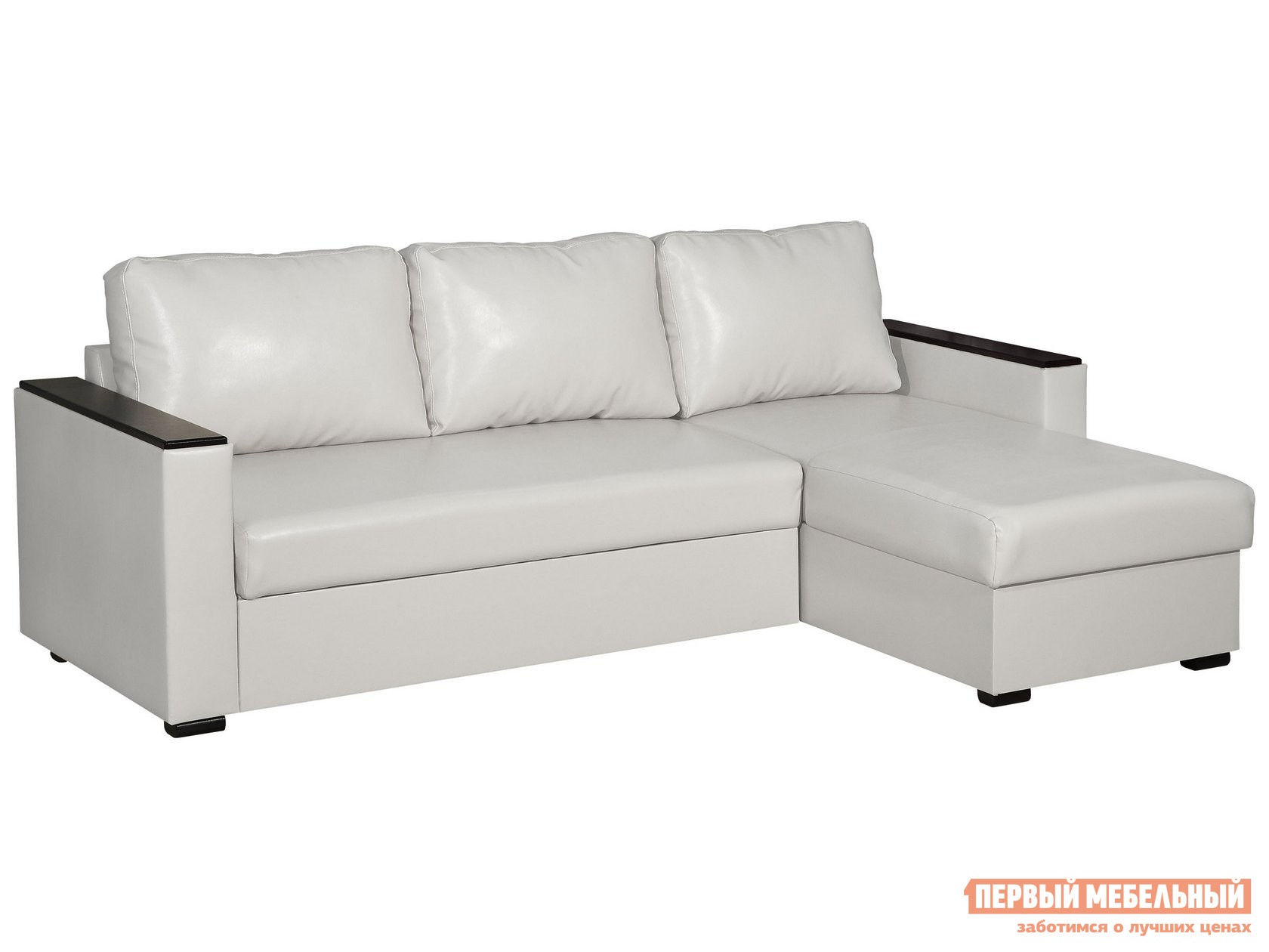 Угловой диван  Дипломат Молочный, экокожа