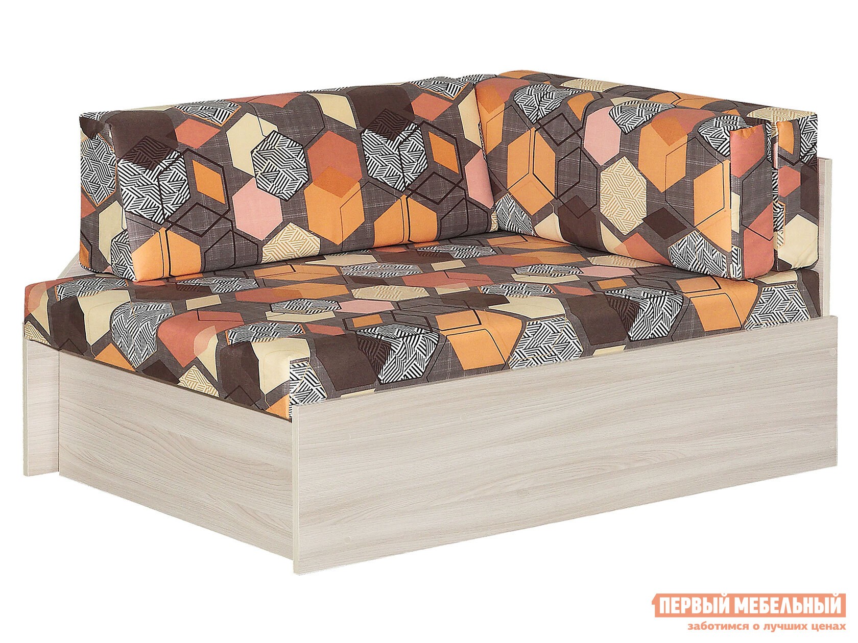 Прямой диван  Дауни Геометрия коричневый, микровелюр