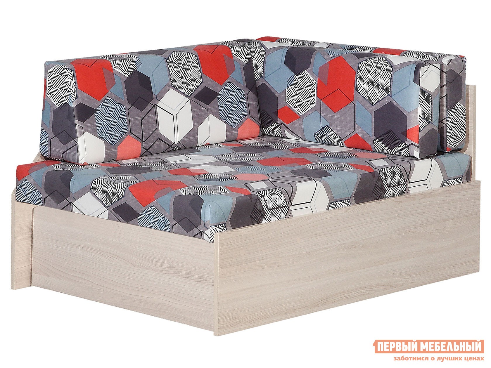 Прямой диван  Дауни Геометрия серый, микровелюр