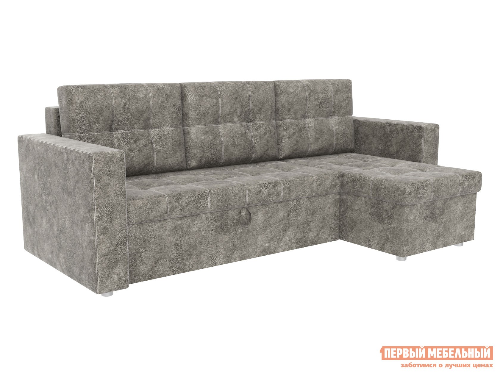 Угловой диван  Смарт Серый, велюр
