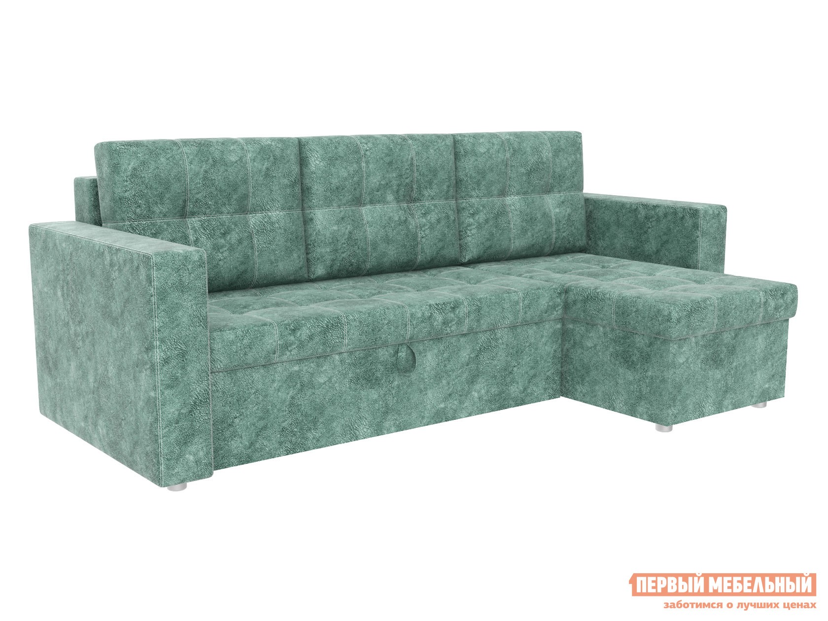 Угловой диван  Смарт Зеленый, велюр