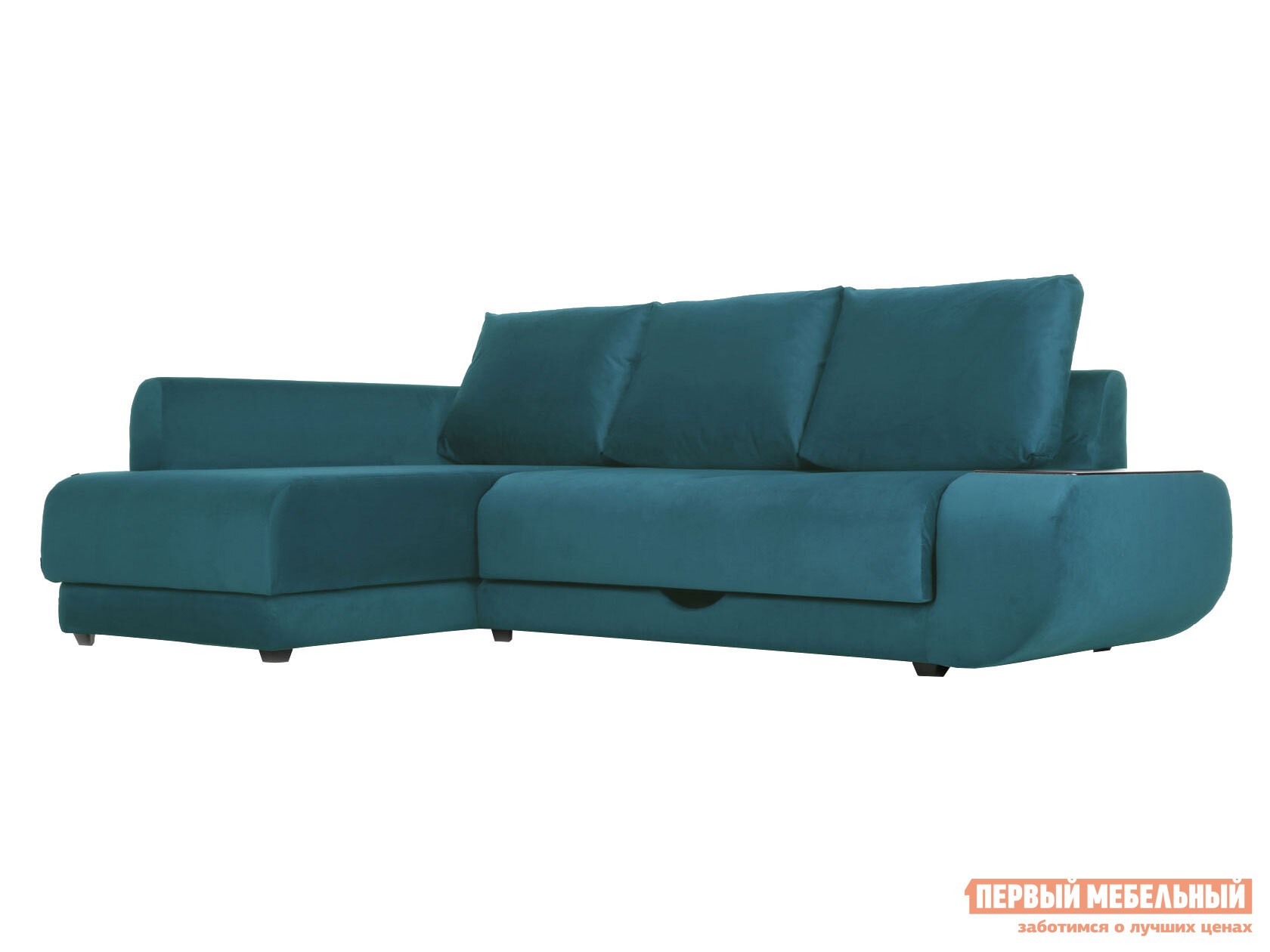 Угловой диван  Стингер Без бара, Левая, Независимый пружинный блок, Изумрудный, велюр