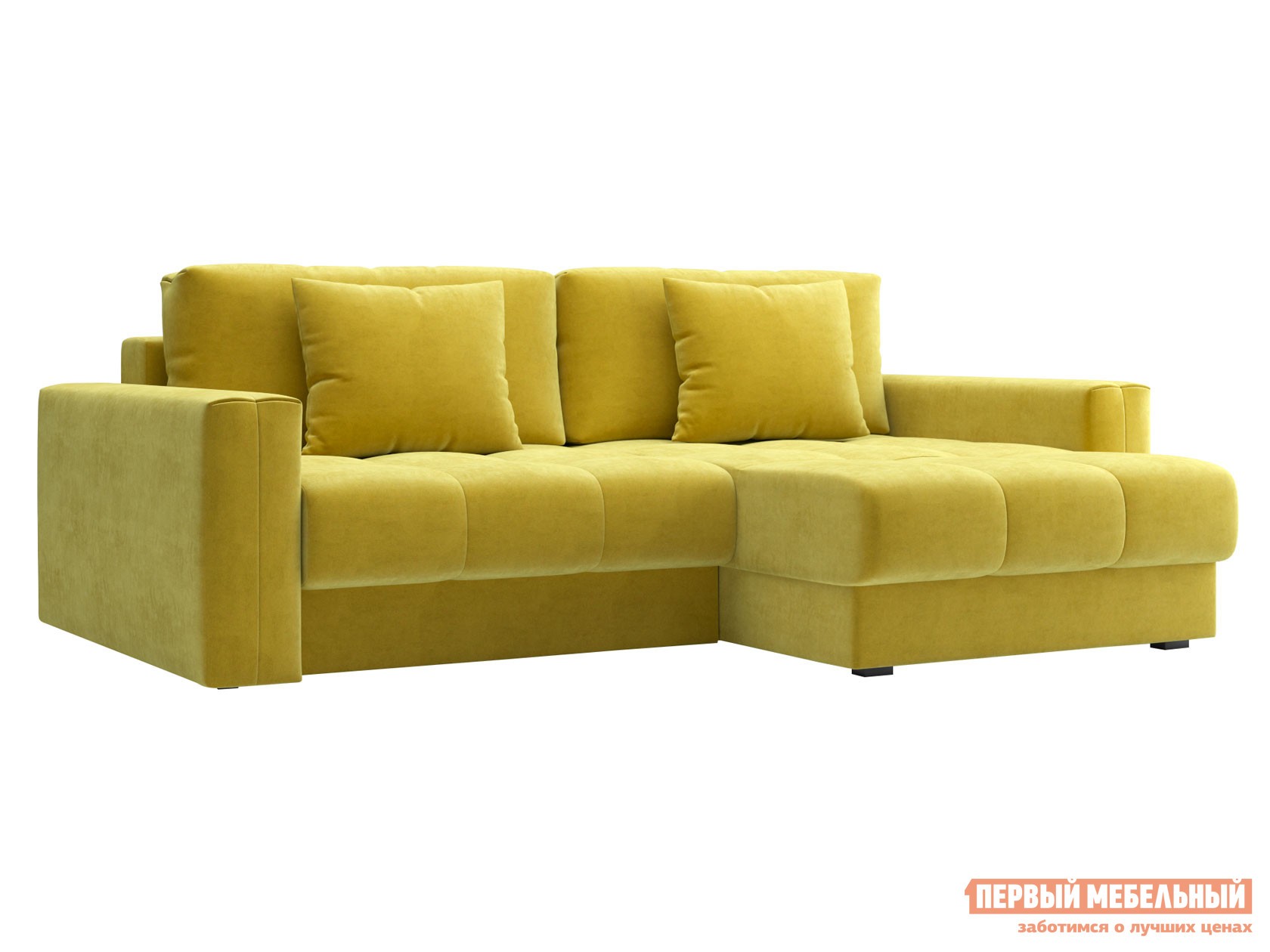 Угловой диван  Клермон Горчичный, велюр