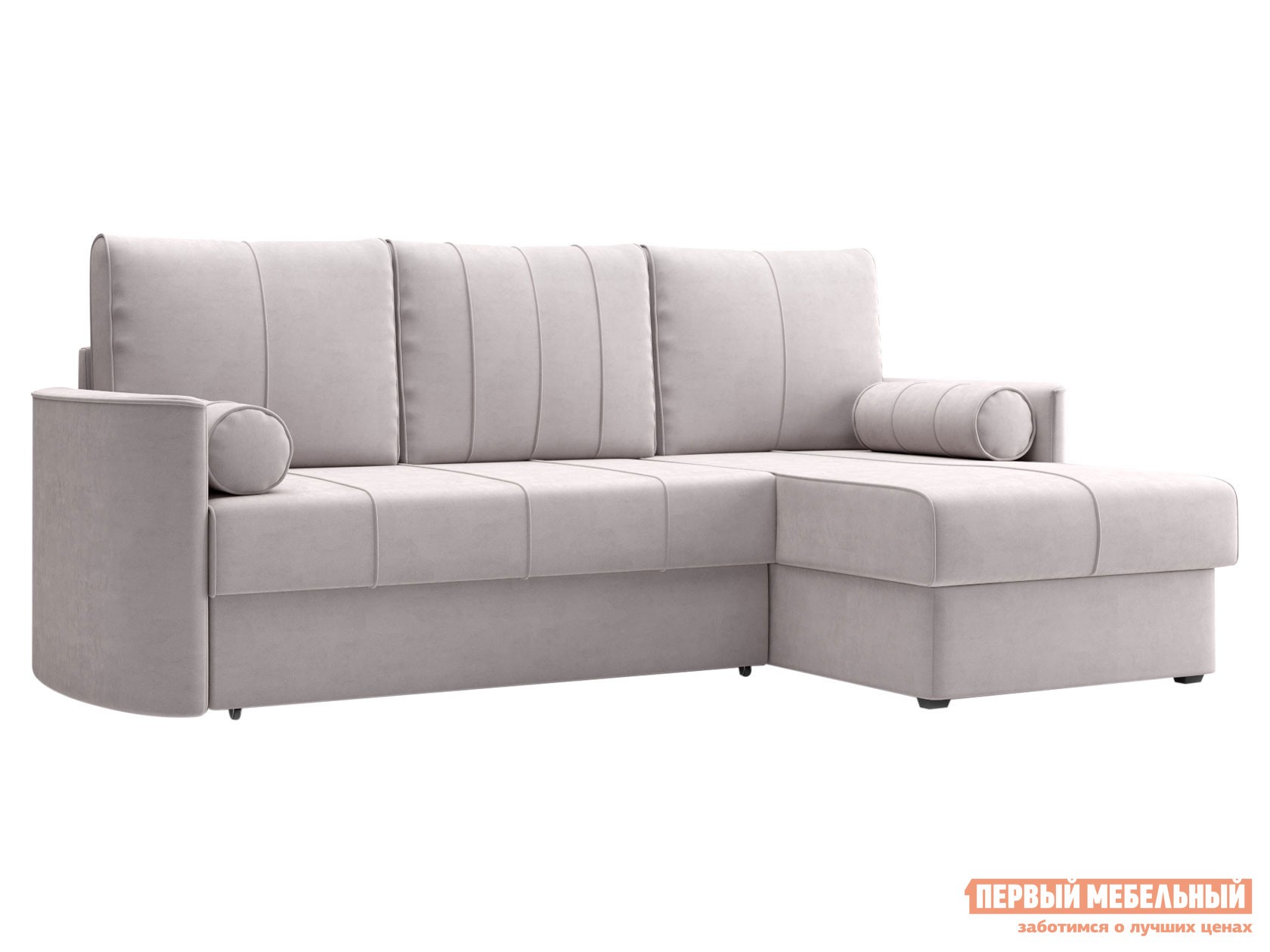 Угловой диван  Амми Бежевый, велюр, Независимый пружинный блок