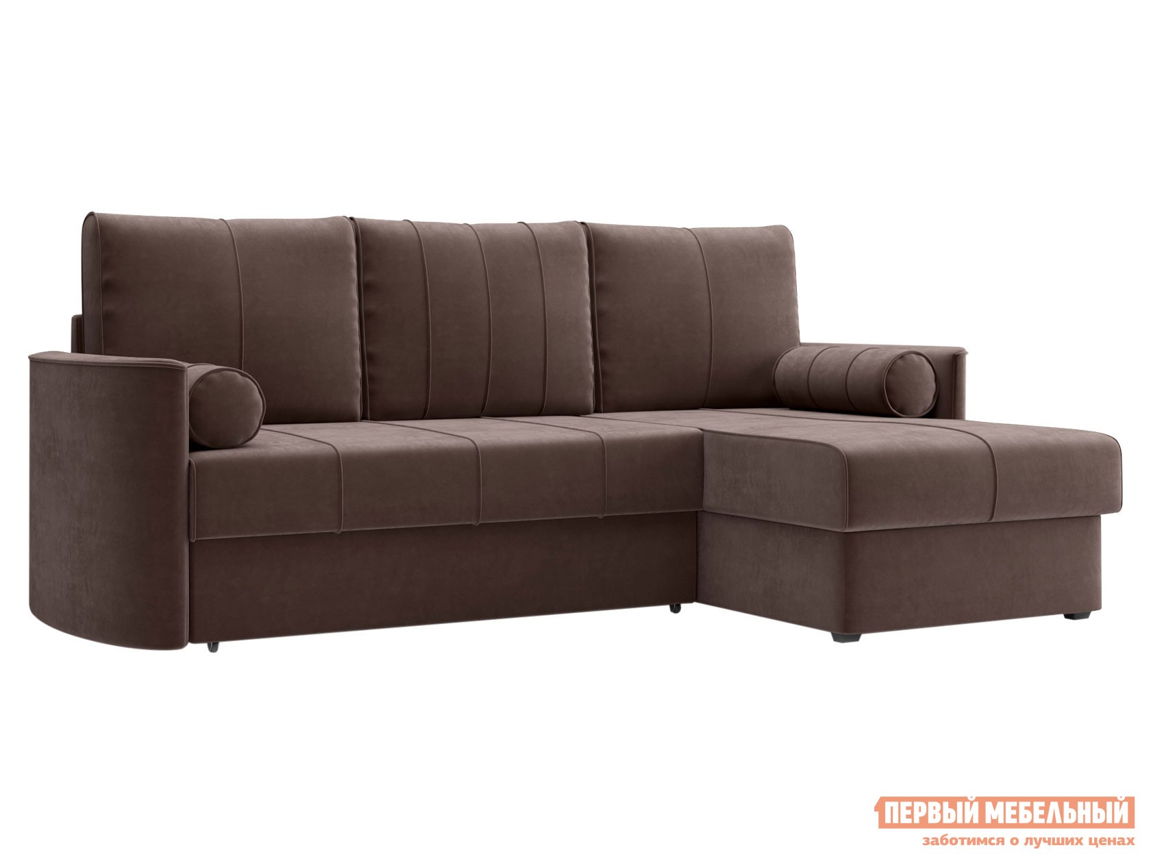 Угловой диван  Амми Коричневый, велюр, Пенополиуретан
