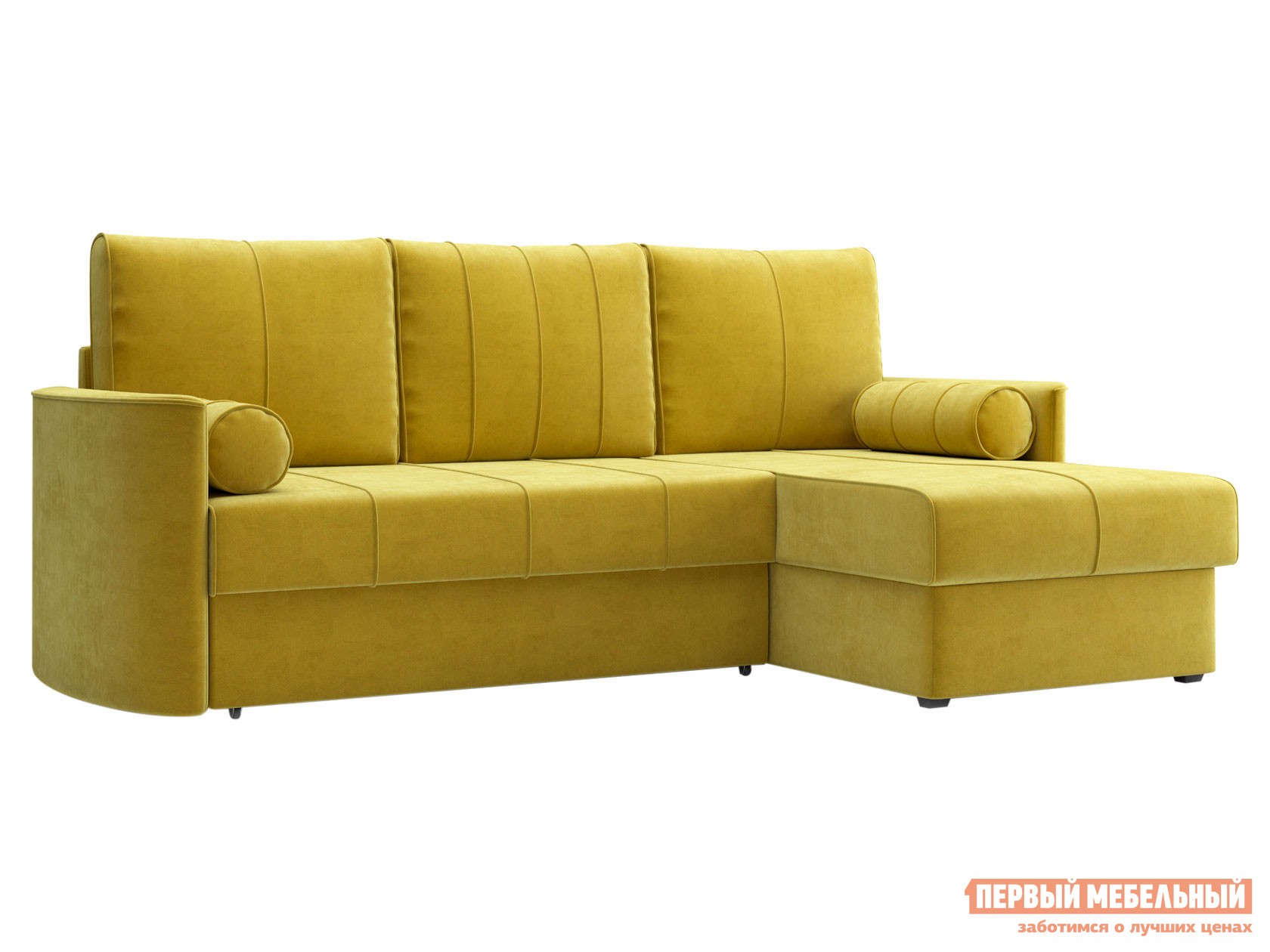 Угловой диван  Айви Горчичный, велюр, Независимый пружинный блок