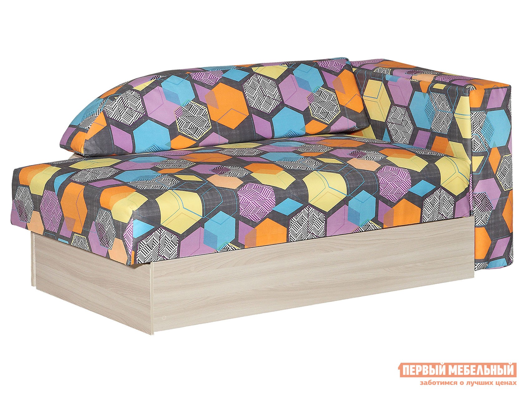 Прямой диван  Доминго Геометрия мульти, микровелюр, Правая