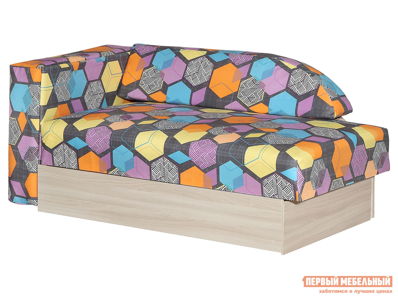 Прямой диван  Доминго Геометрия мульти, микровелюр, Левая
