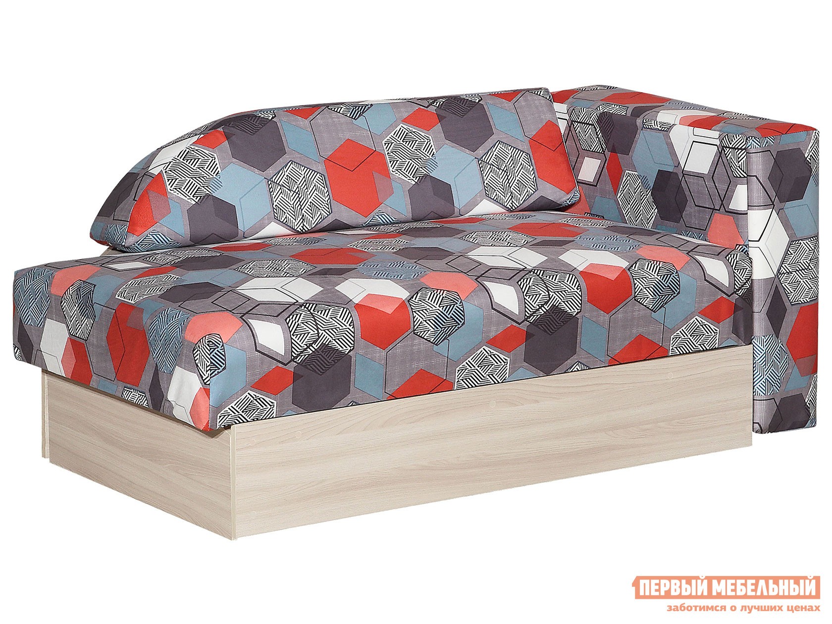 Прямой диван  Доминго Геометрия серый, микровелюр, Правая