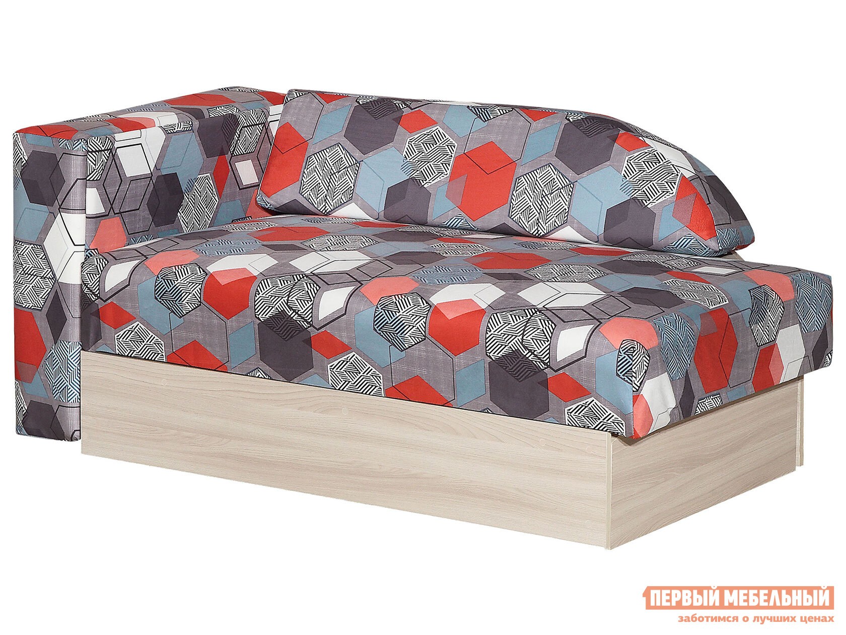 Прямой диван  Доминго Геометрия серый, микровелюр, Левая