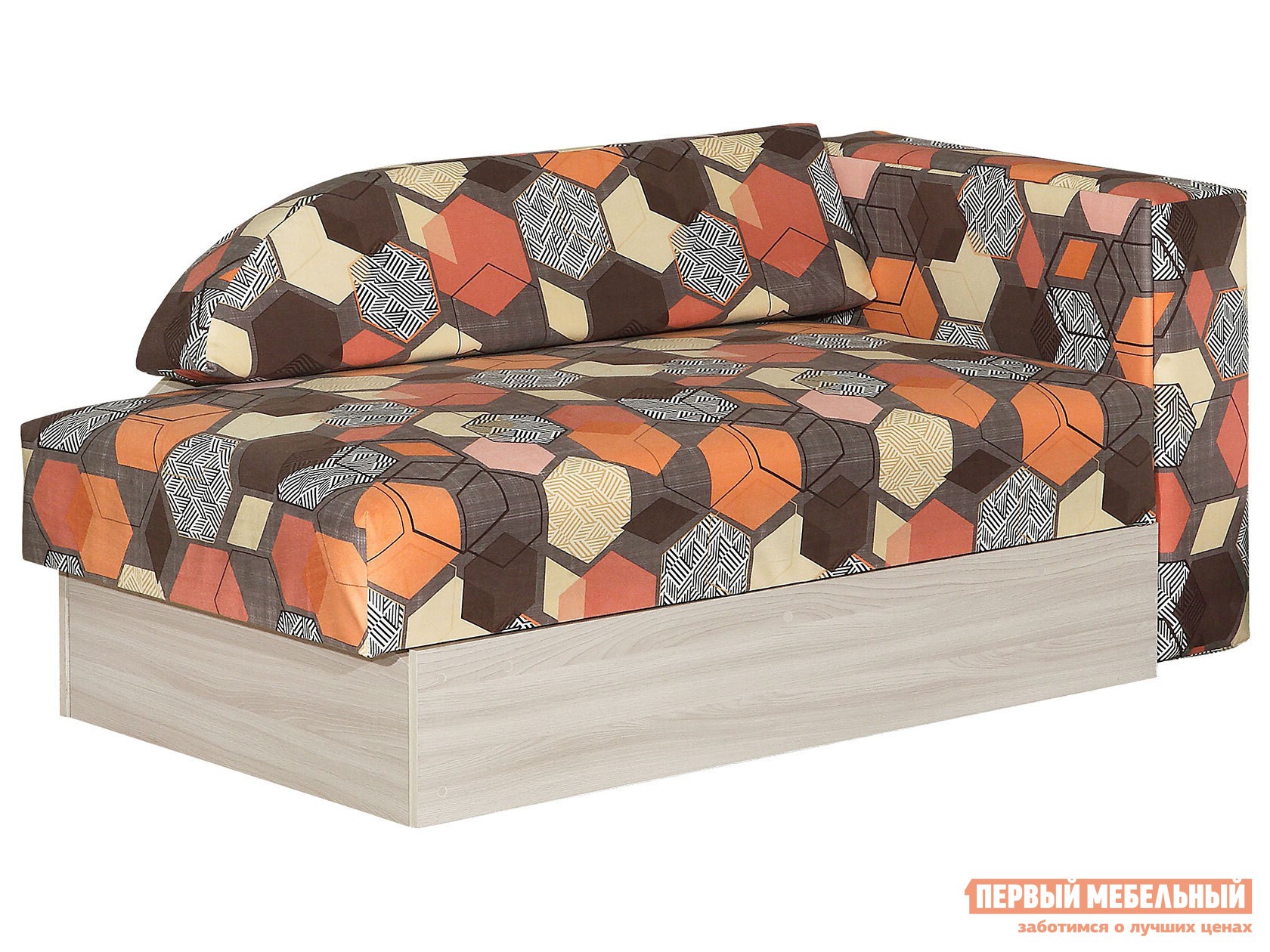 Прямой диван  Доминго Геометрия коричневый, микровелюр, Правая