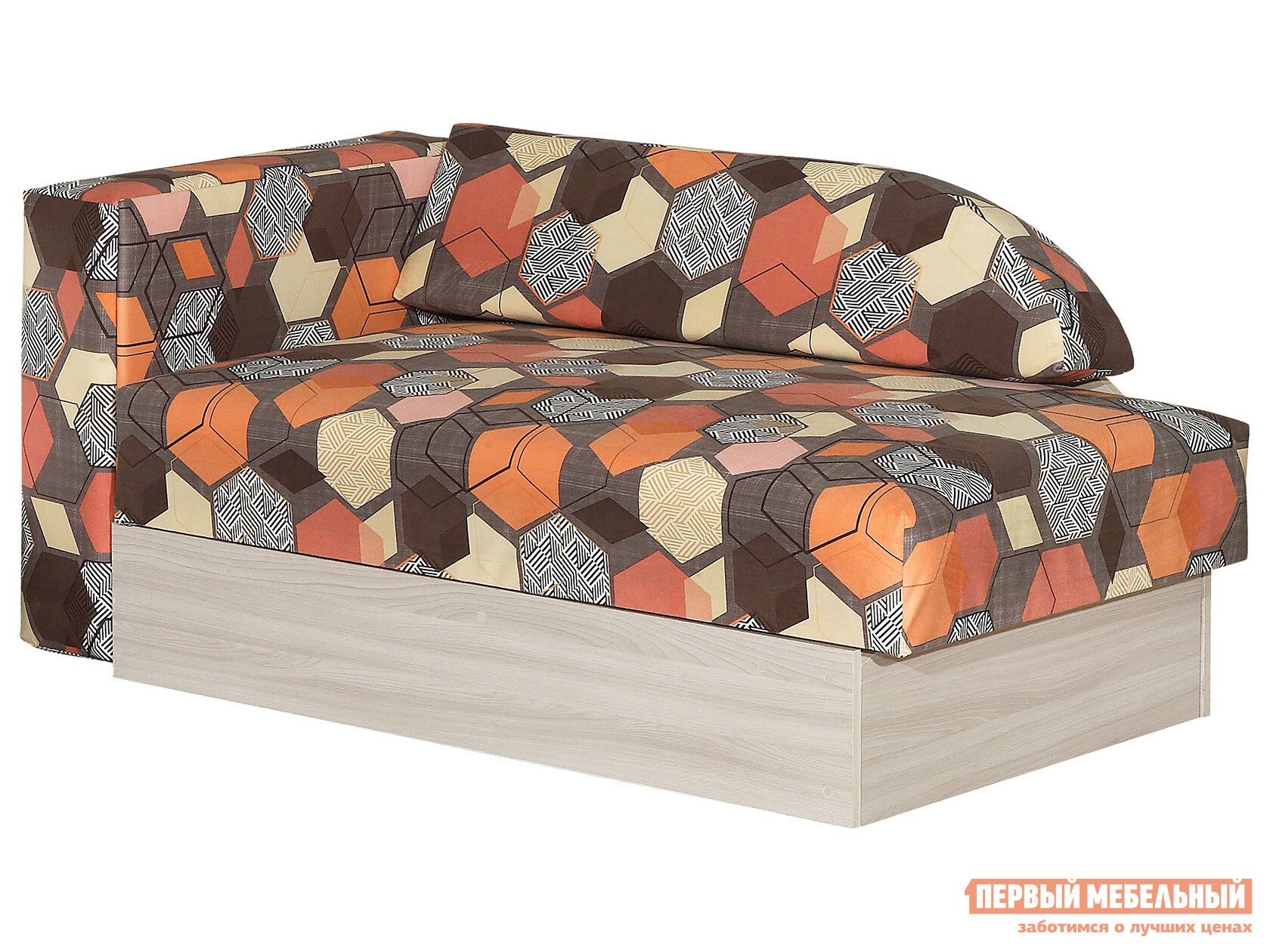 Прямой диван  Доминго Геометрия коричневый, микровелюр, Левая