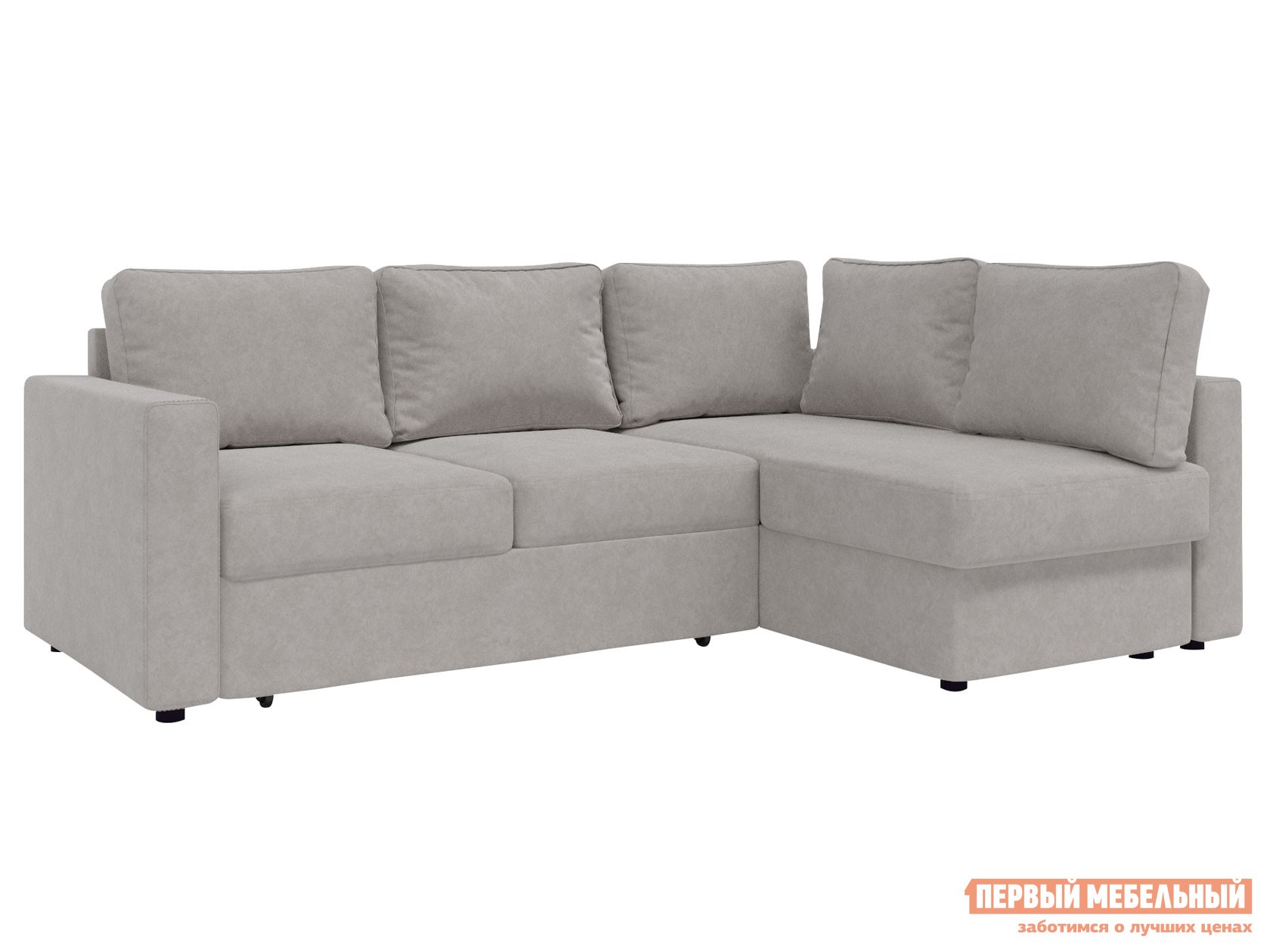 Угловой диван  Катрин Светло-бежевый, велюр, Правая