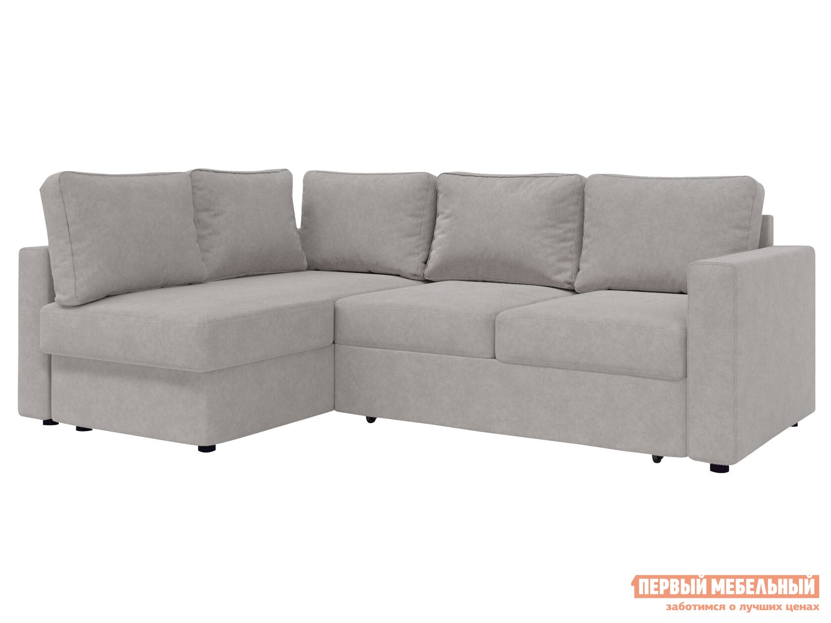 Угловой диван  Катрин Светло-бежевый, велюр, Левая