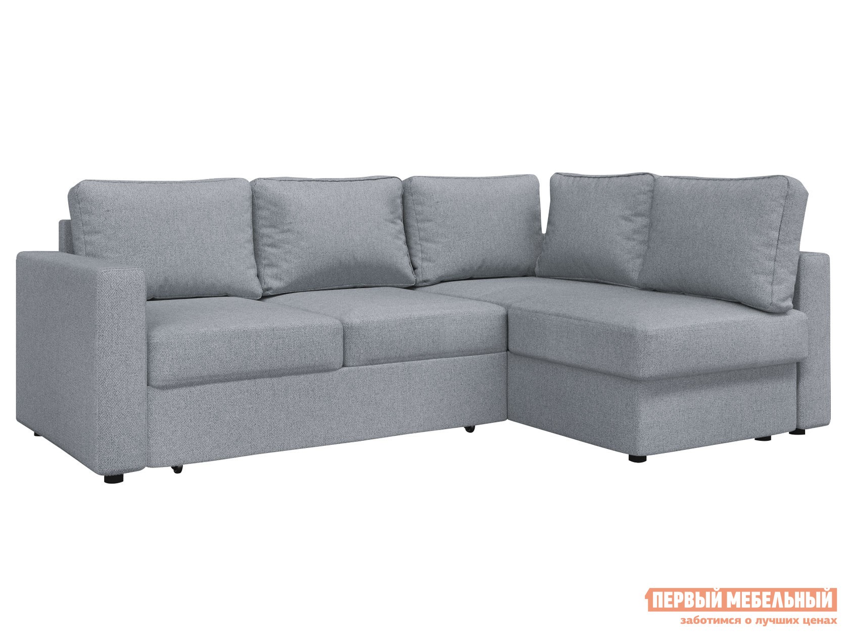 Угловой диван  Катрин Серебристый, рогожка, Правая