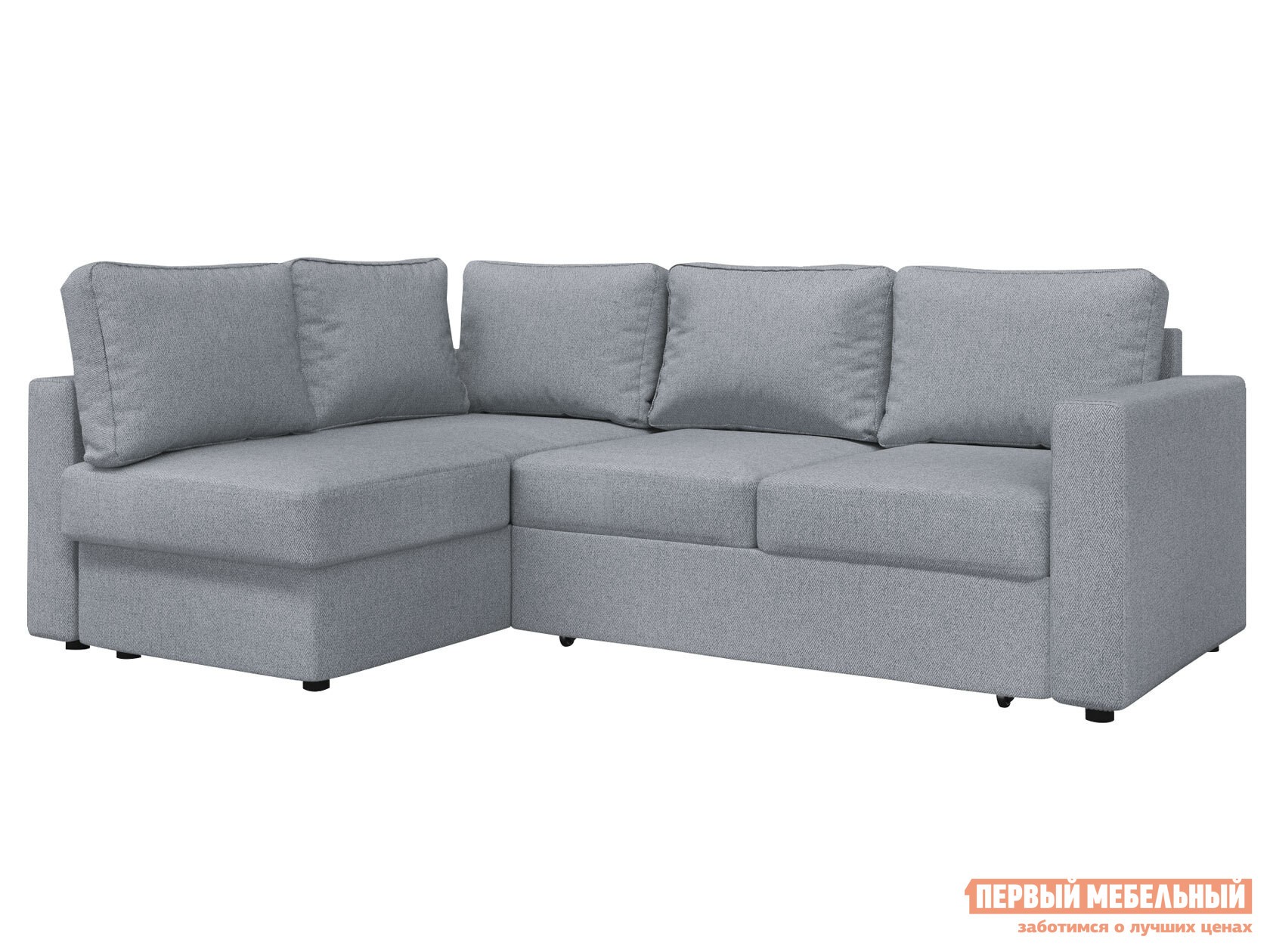 Угловой диван  Катрин Серебристый, рогожка, Левая