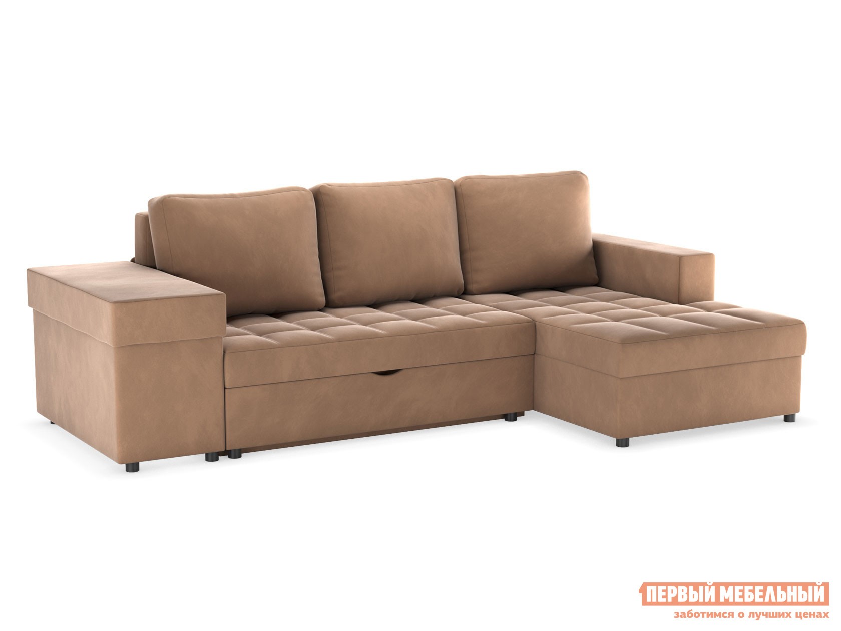 Угловой диван  Бруно Латте, велюр, Правая