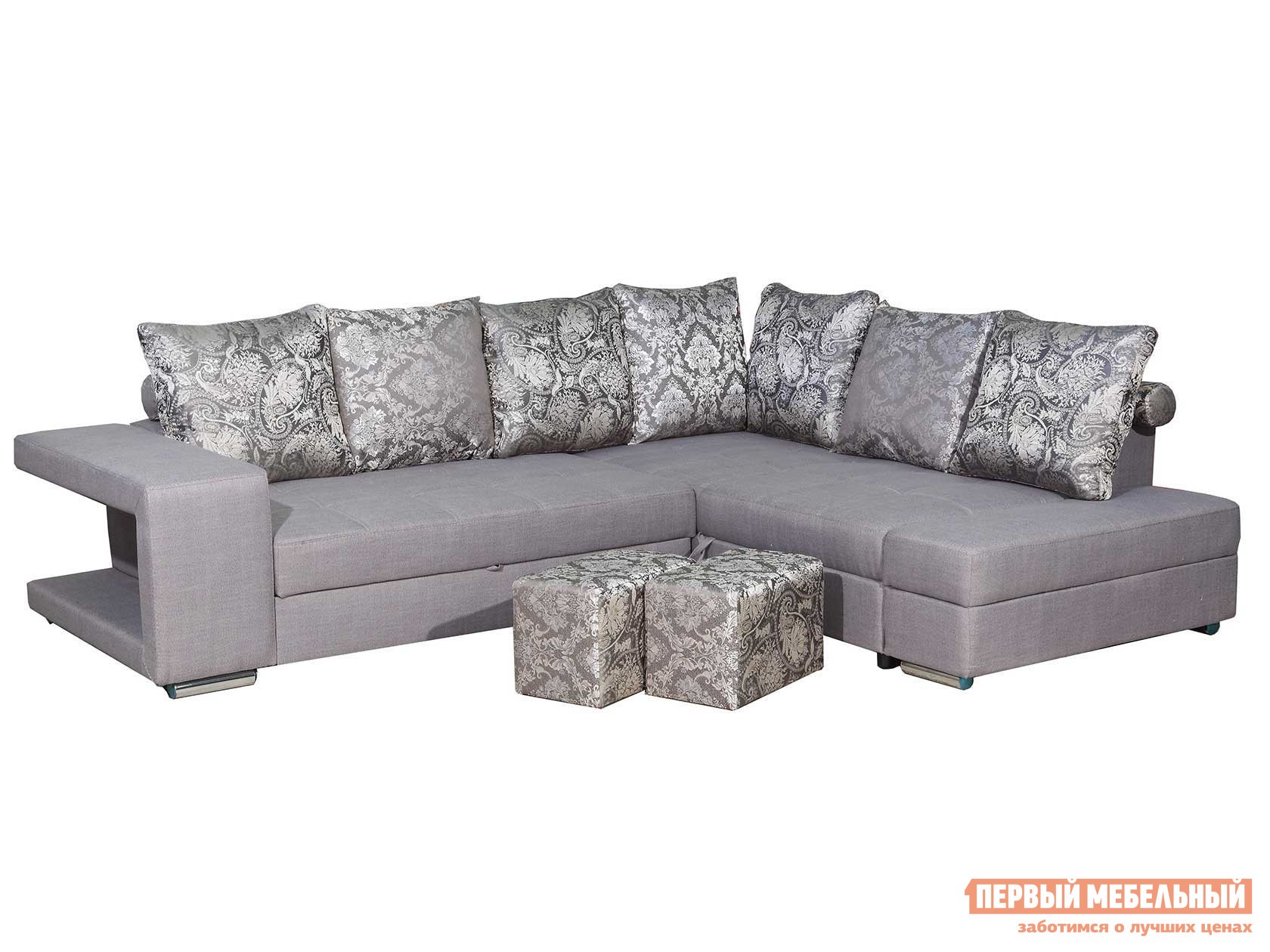 Угловой диван  Диван Верона Серый рогожка, жаккард, Правая