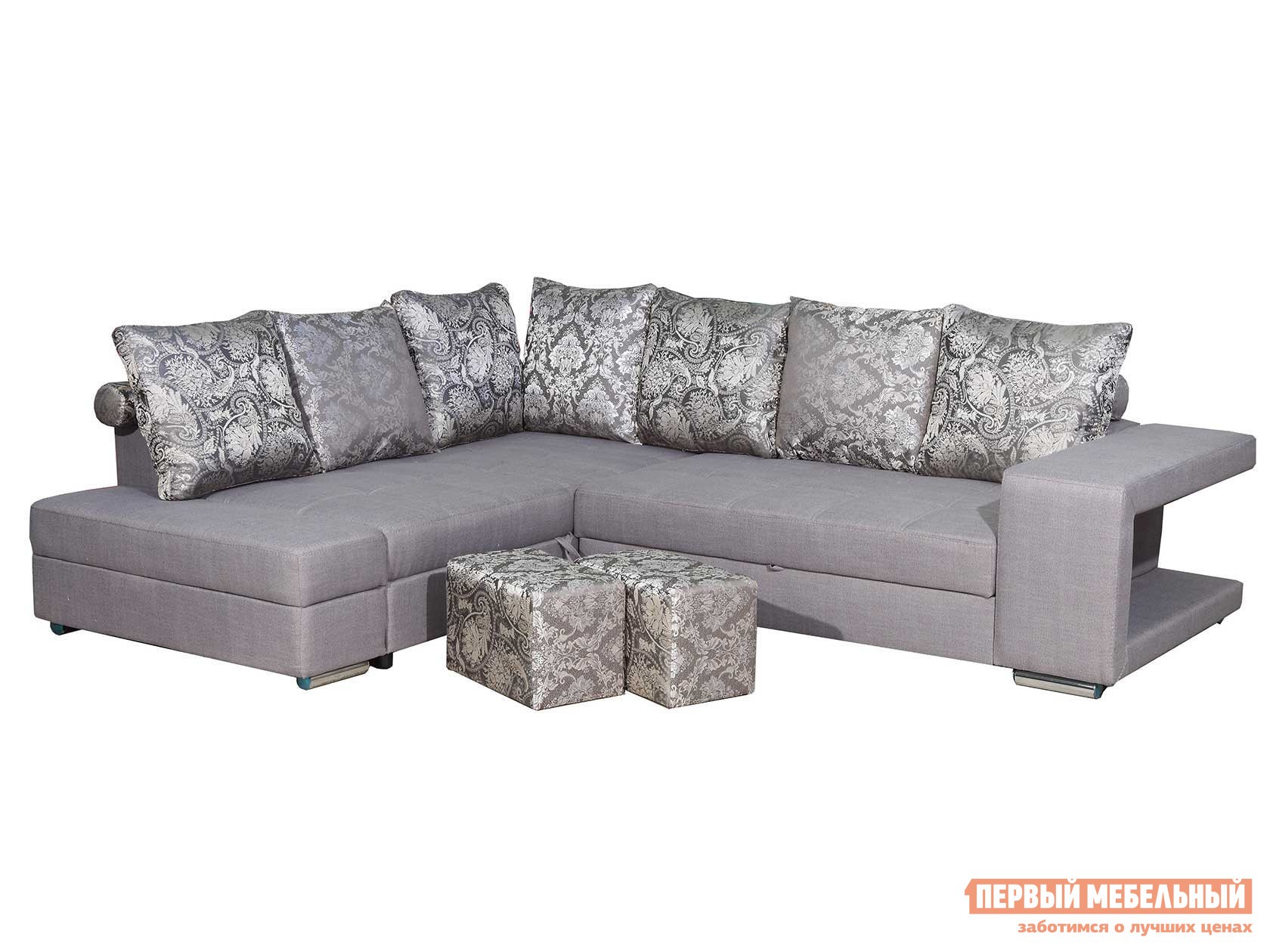 Угловой диван  Диван Верона Серый рогожка, жаккард, Левая