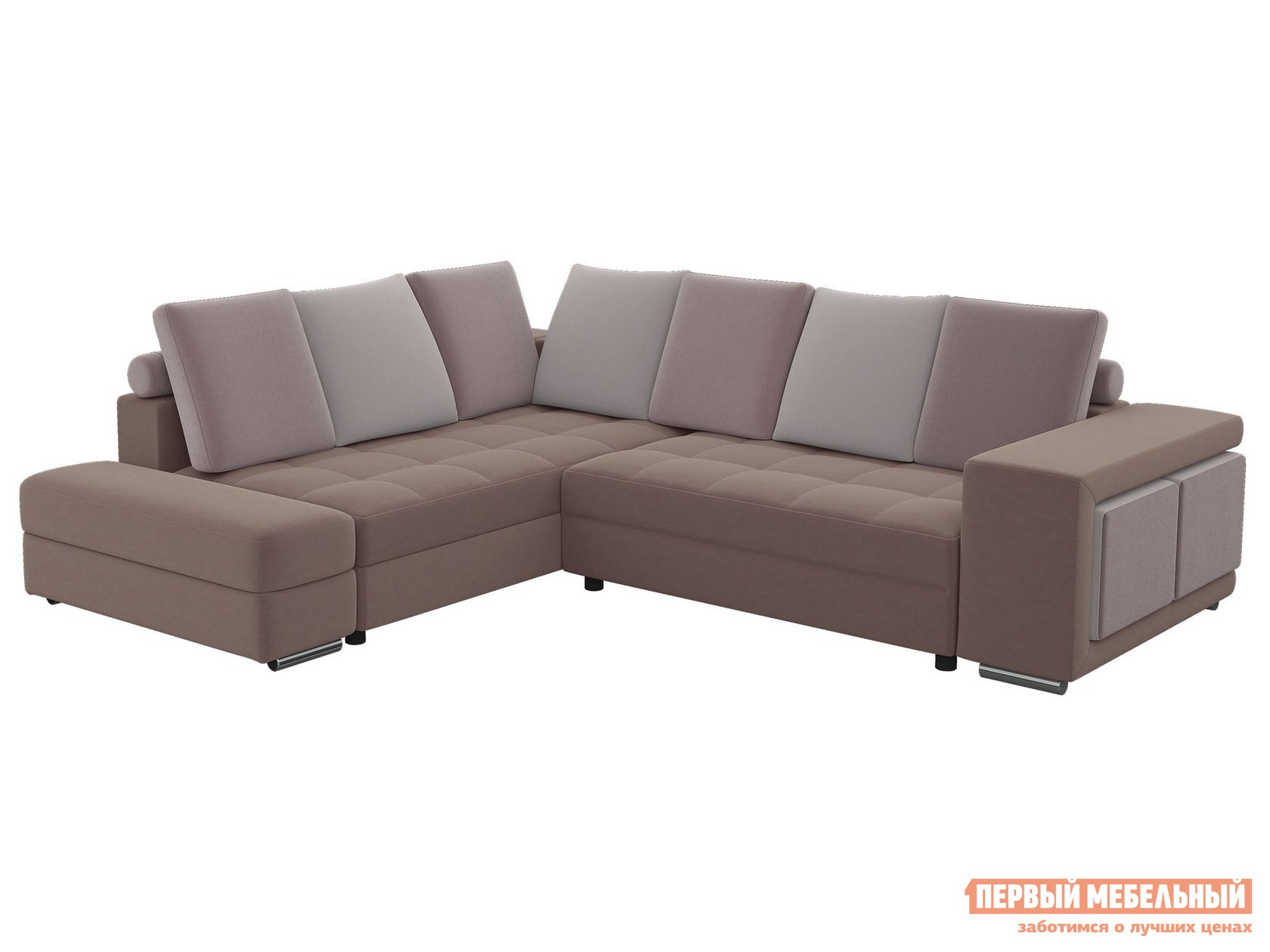 Угловой диван  Диван Верона Коричневый, велюр, Левая