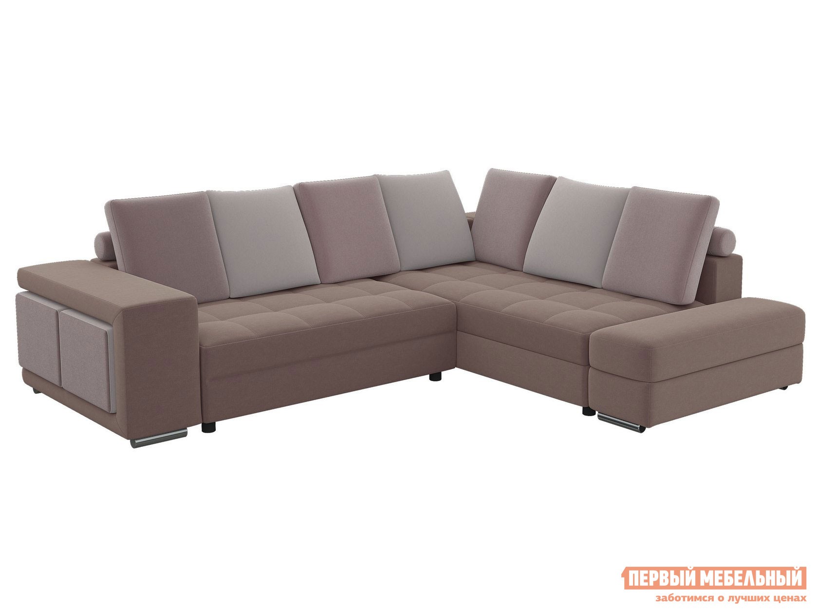 Угловой диван  Диван Верона Коричневый, велюр, Правая