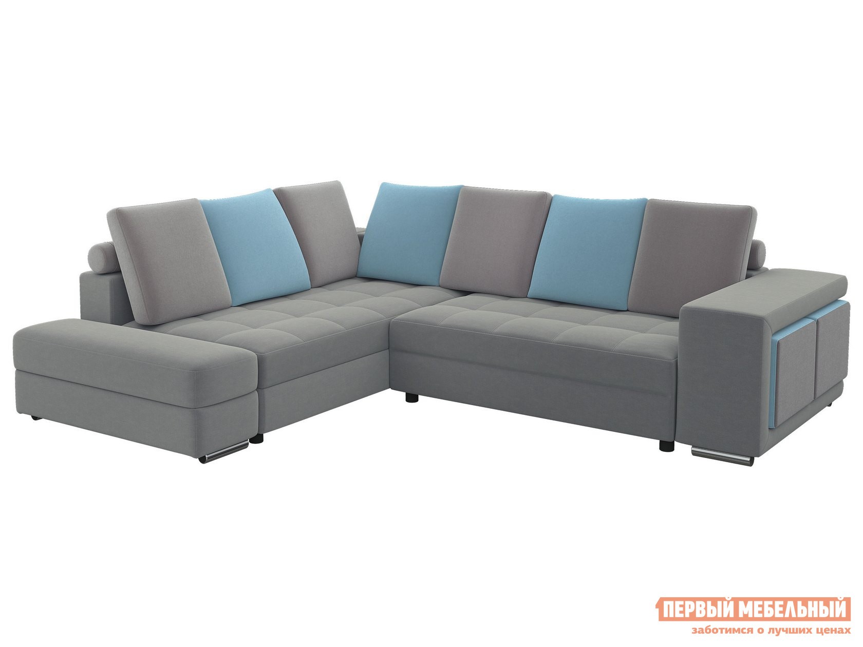 Угловой диван  Диван Верона Стальной, велюр, Левая