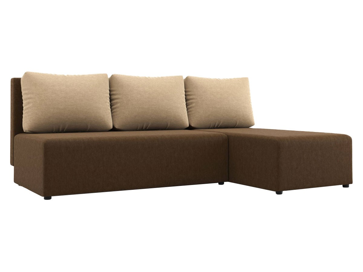 Угловой диван  Комо Коричневый / Бежевый, микровелюр