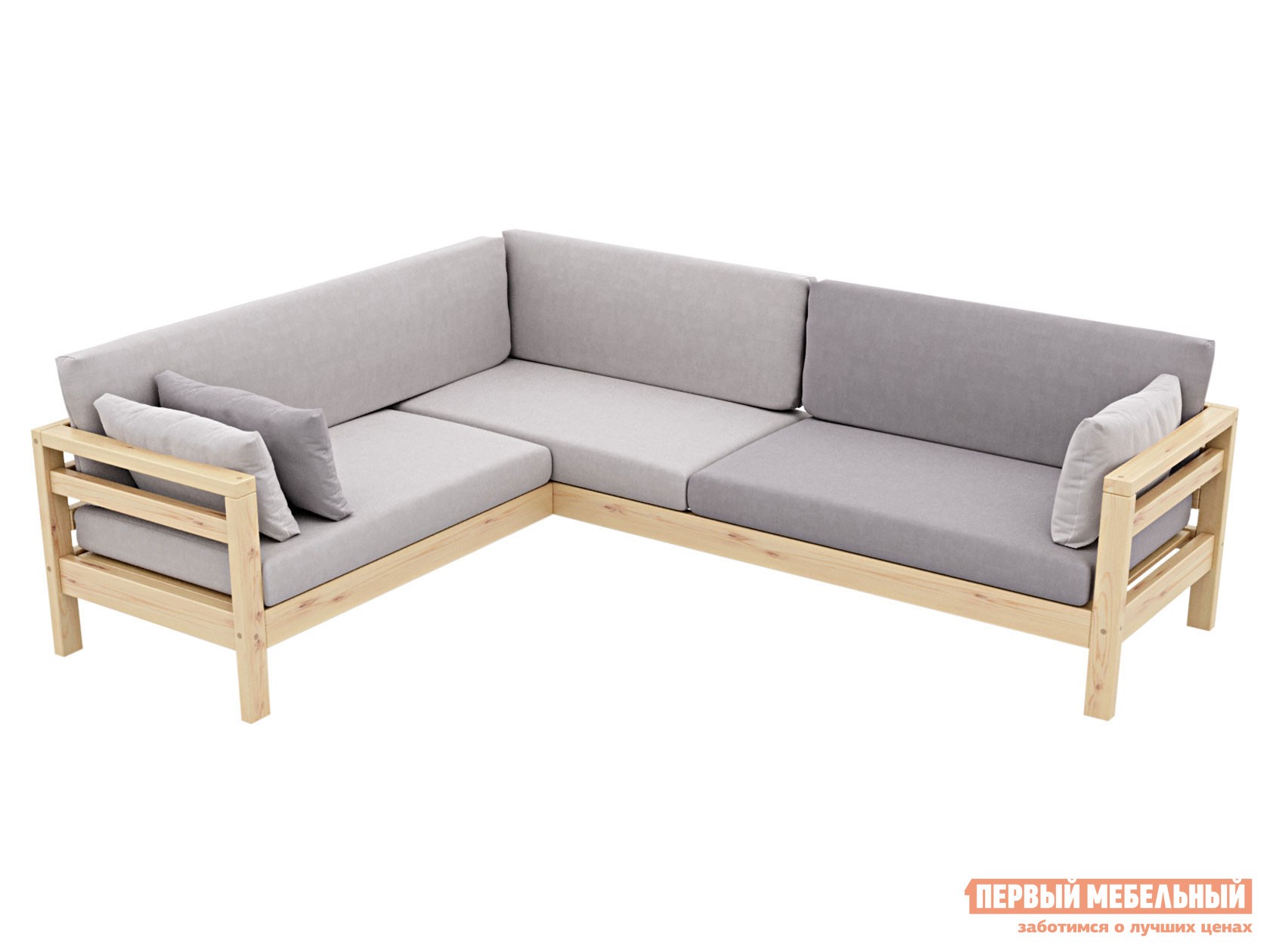 Угловой диван  Домино Сосна / Серый, велюр, Левая