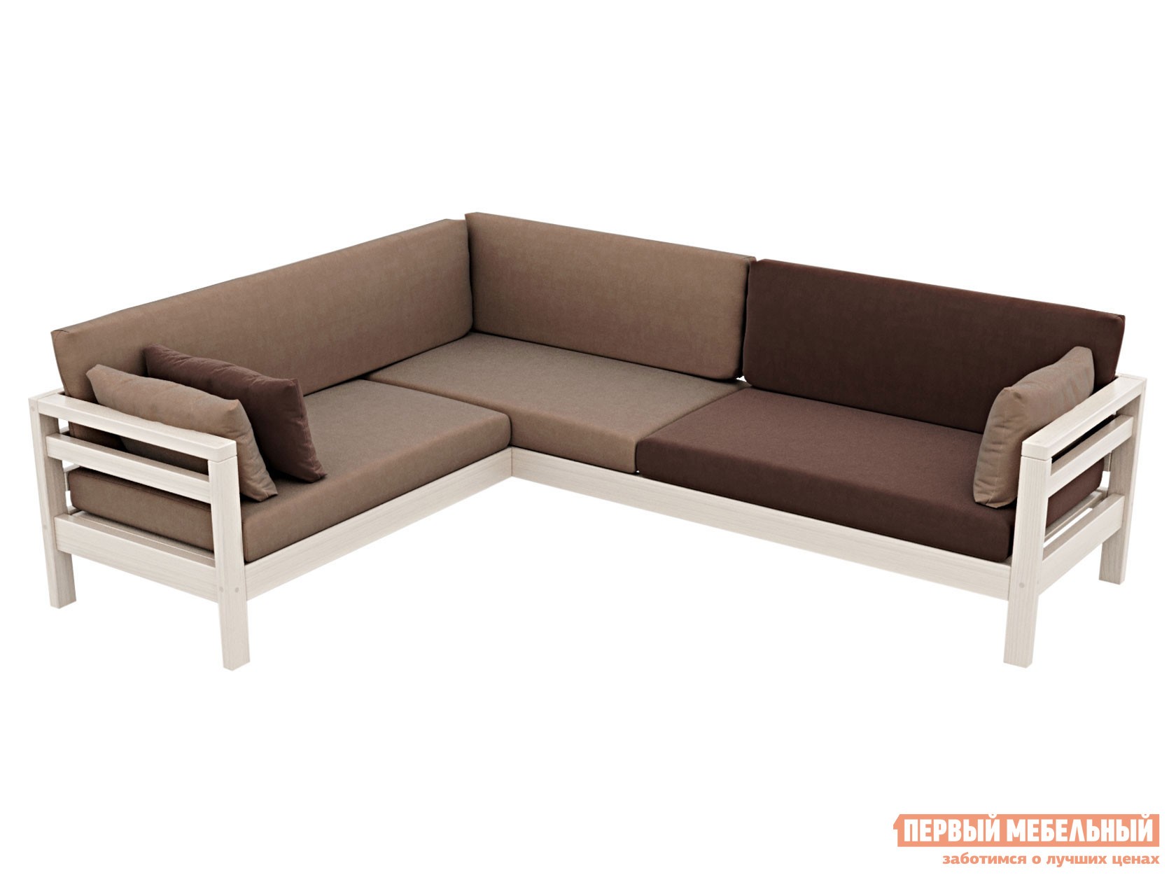 Угловой диван  Домино Дуб беленый / Коричневый, велюр, Левая