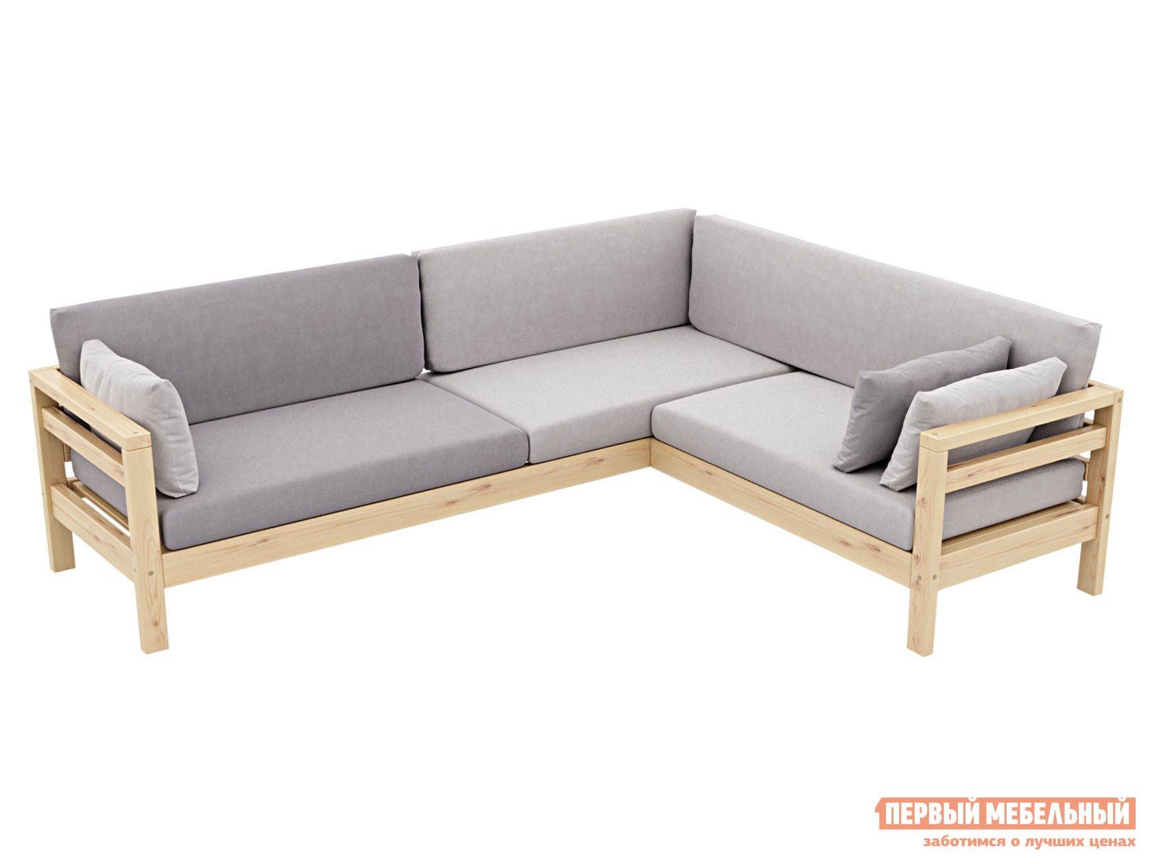 Угловой диван  Домино Сосна / Серый, велюр, Правая