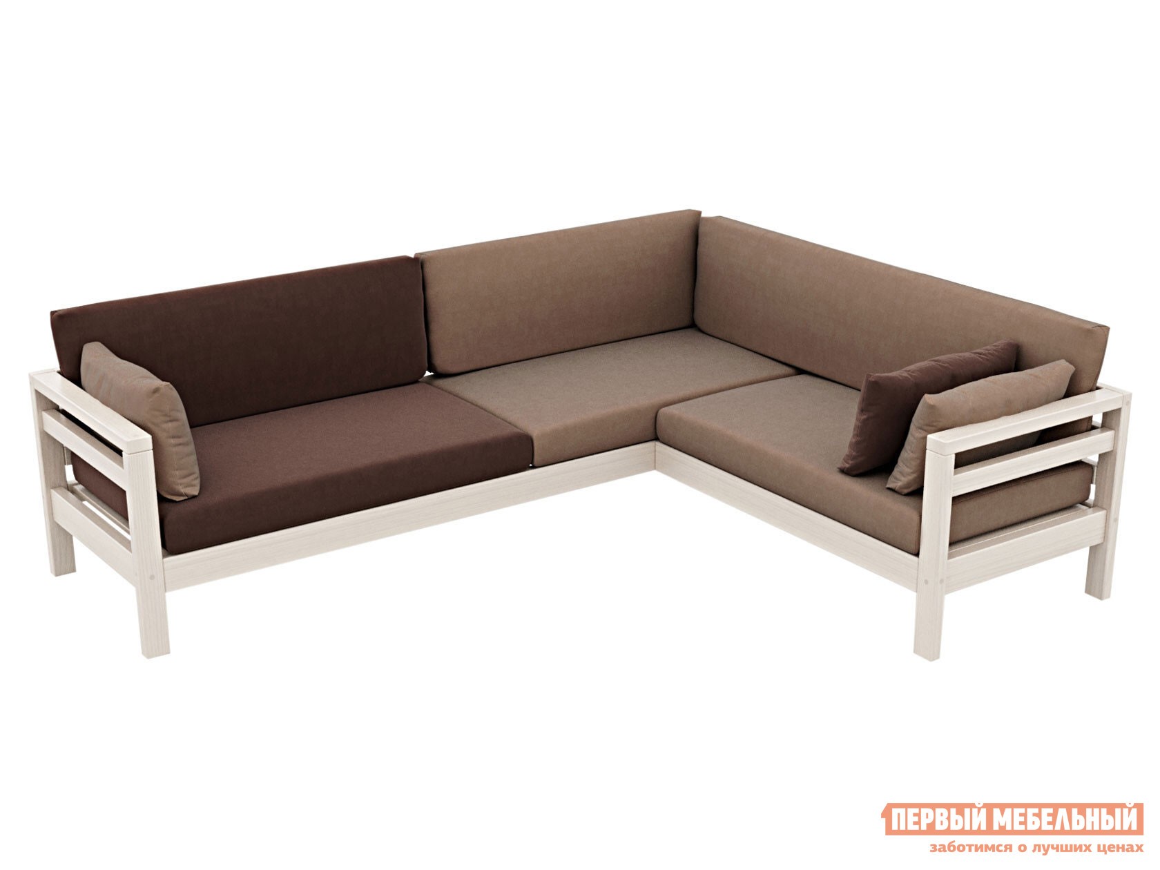 Угловой диван  Домино Дуб беленый / Коричневый, велюр, Правая