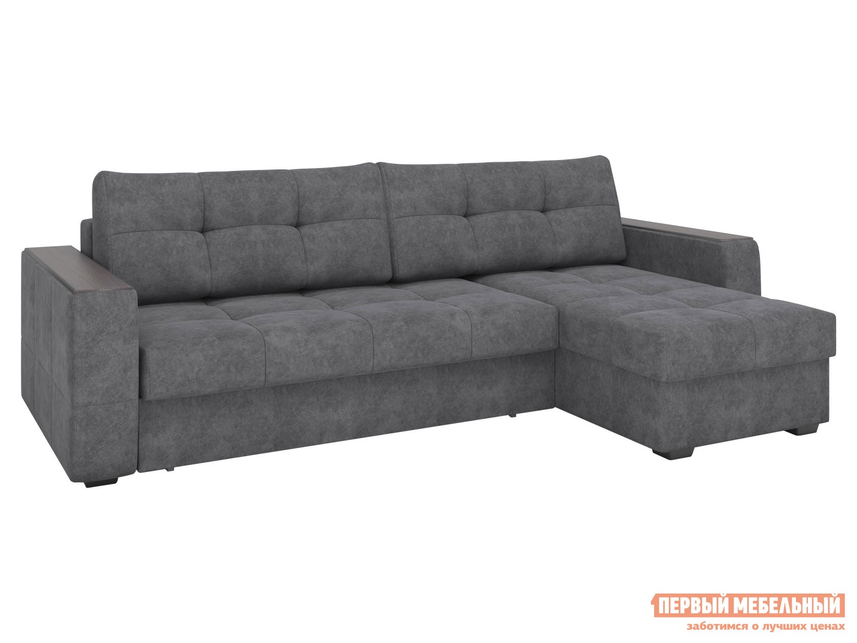 Угловой диван  Сити Графит, велюр