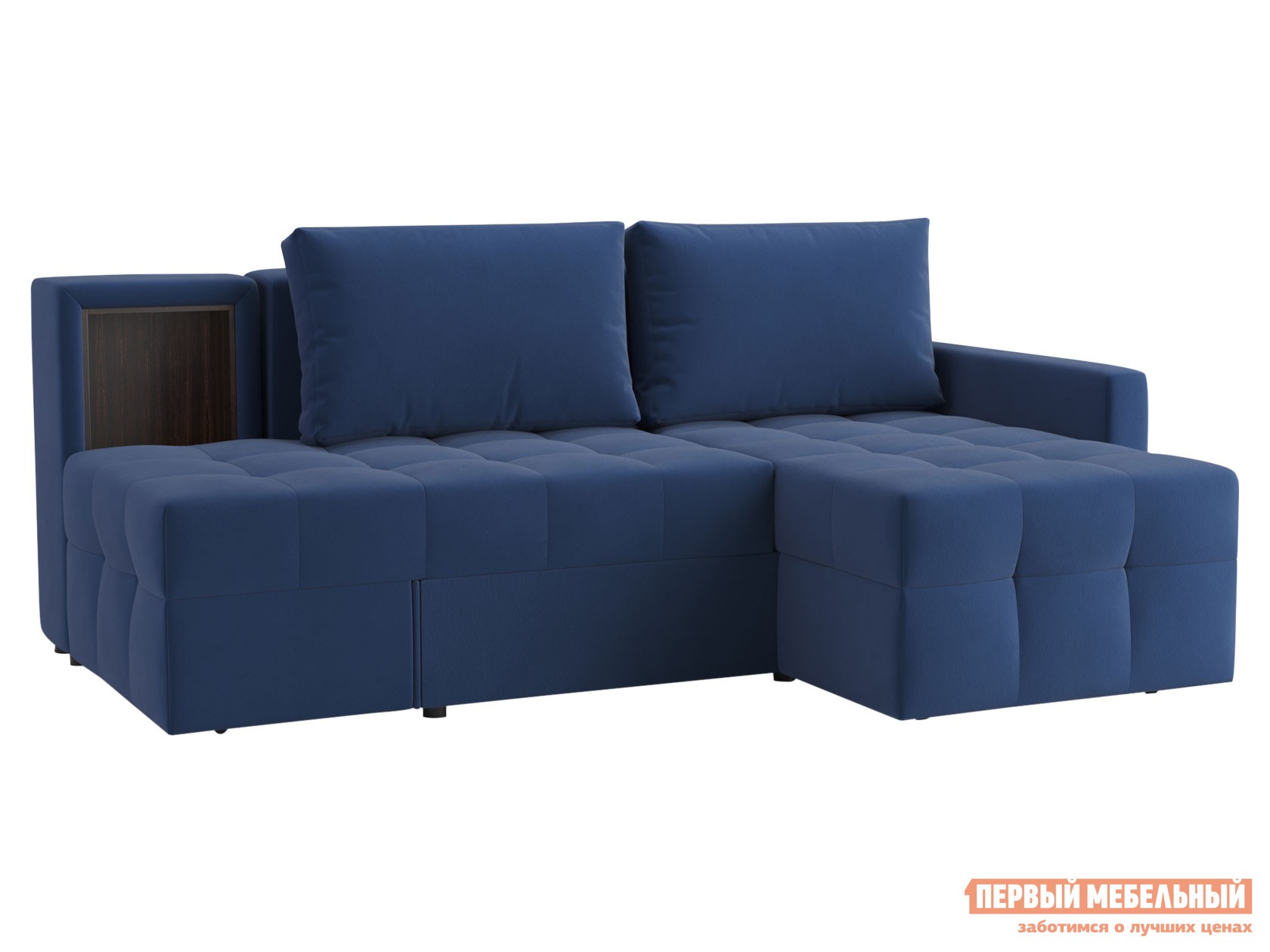 Угловой диван  Кельн Синий, велюр, Правая