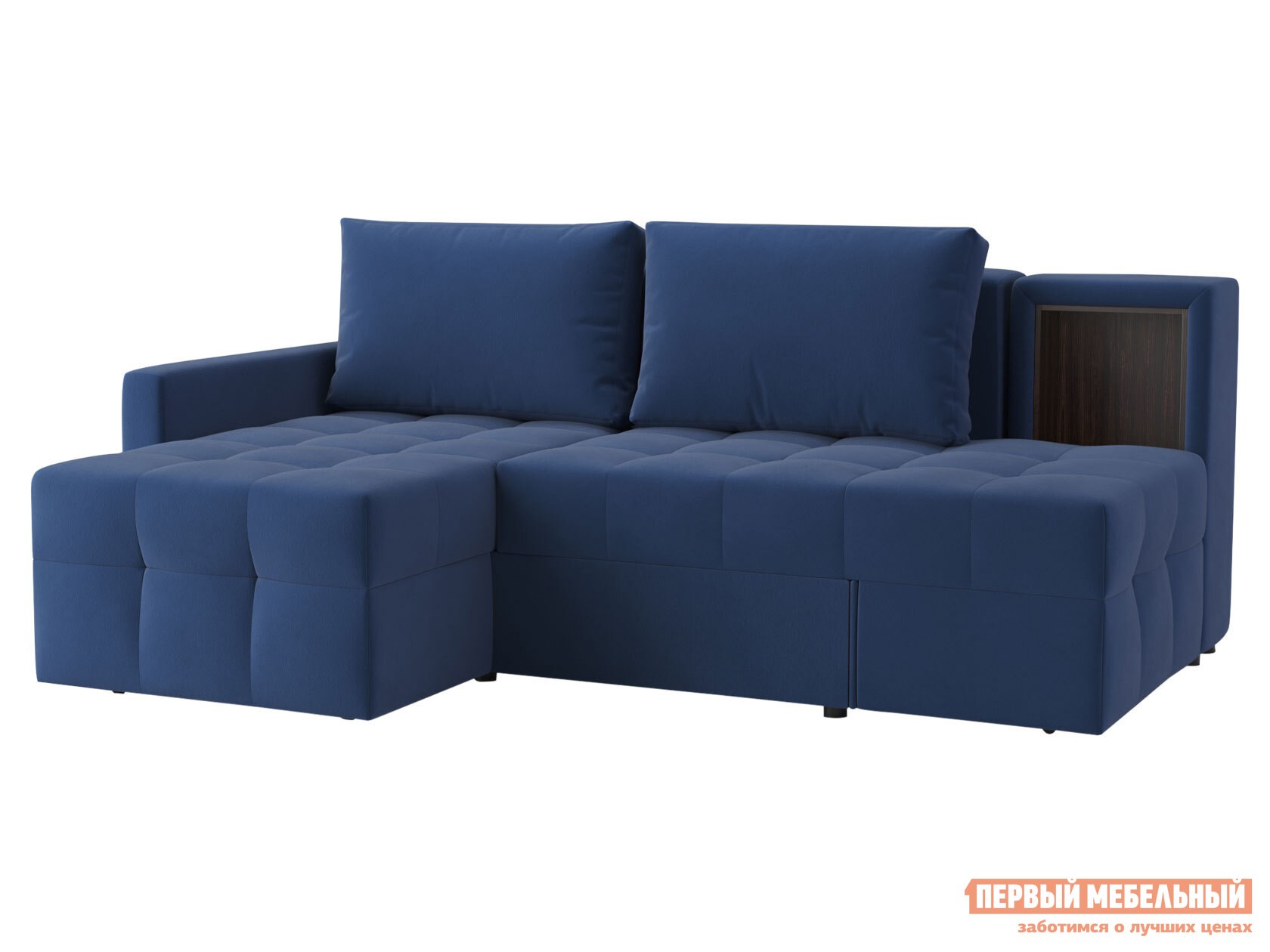Угловой диван  Кельн Синий, велюр, Левая