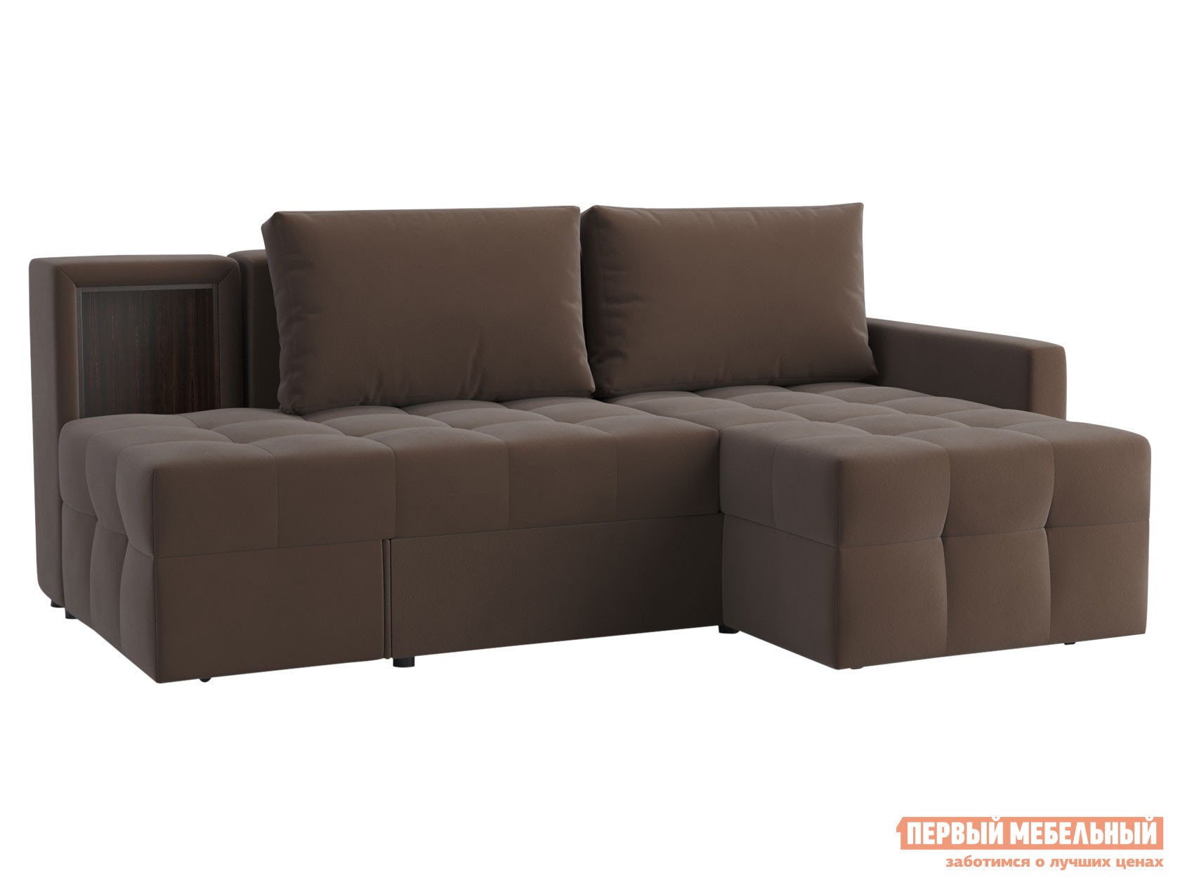 Угловой диван  Кельн Коричневый, велюр, Правая