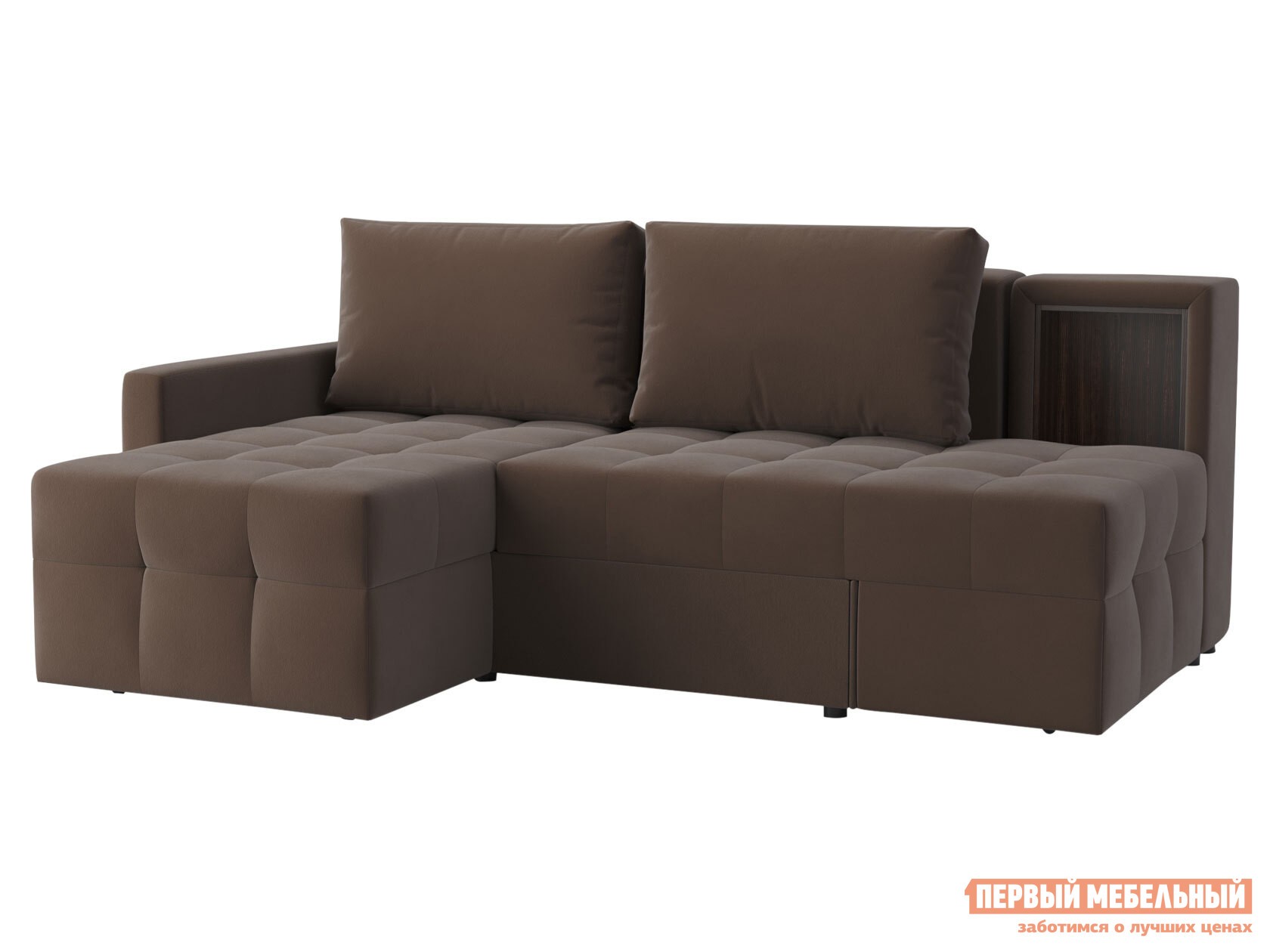 Угловой диван  Кельн Коричневый, велюр, Левая