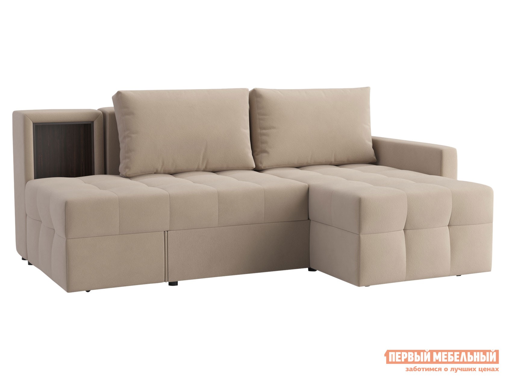 Угловой диван  Кельн Бежевый, велюр, Правая
