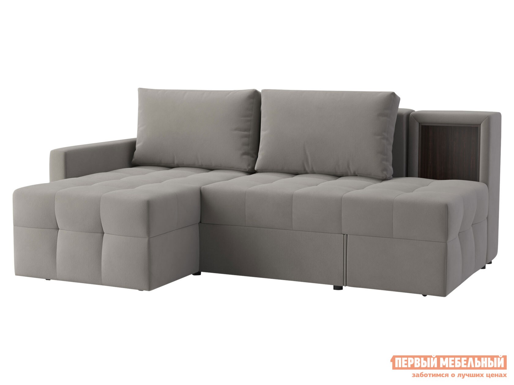 Угловой диван  Кельн Серый, велюр, Левая