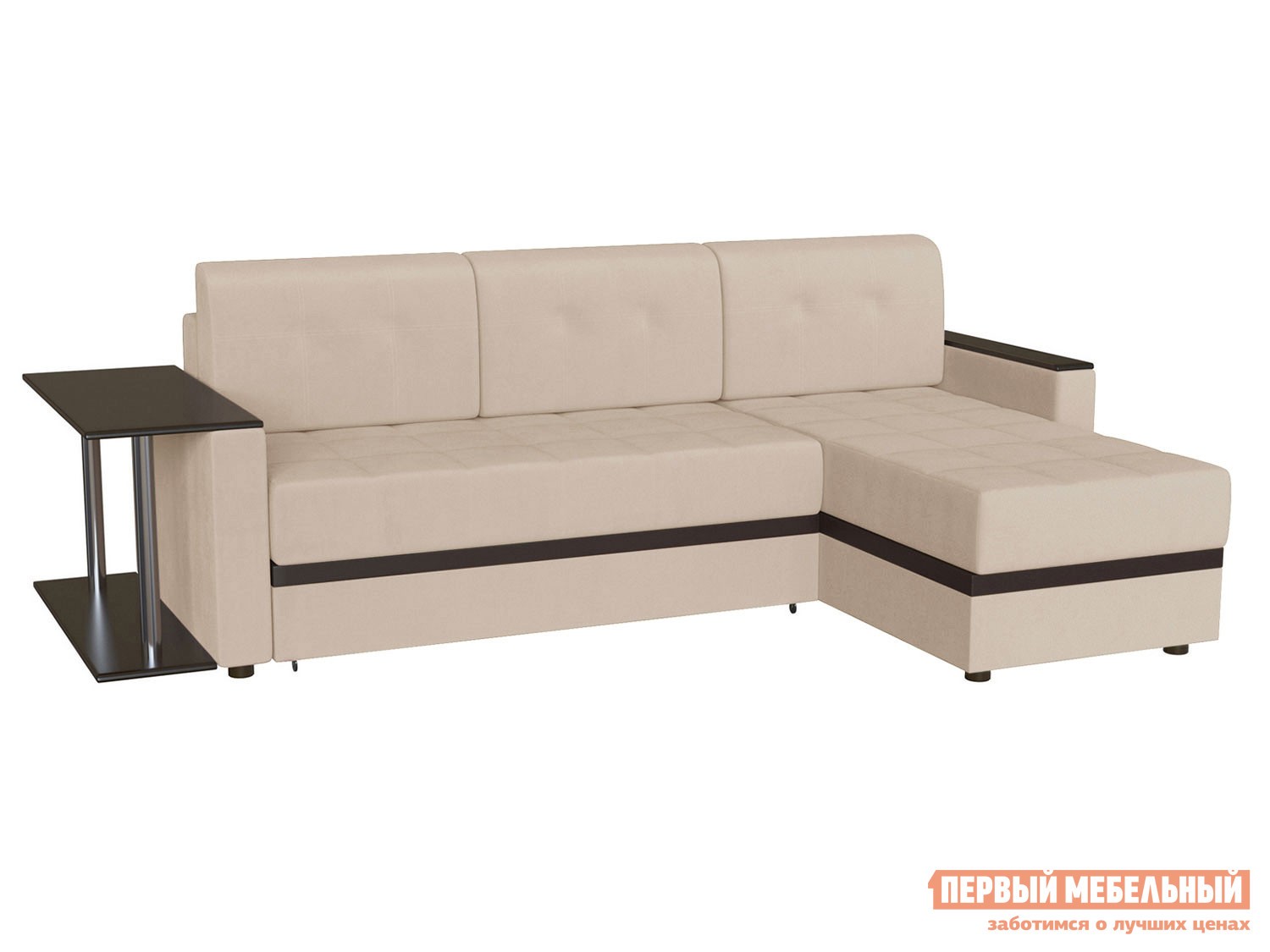Угловой диван  Атланта Бежевый, велюр