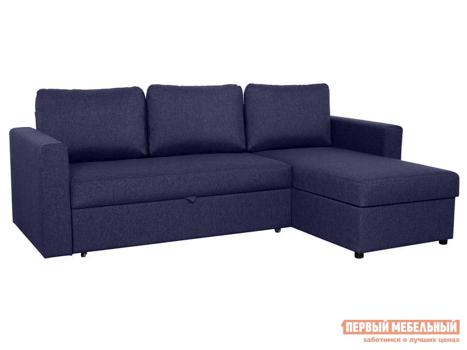 Угловой диван  Фишер Синий, рогожка