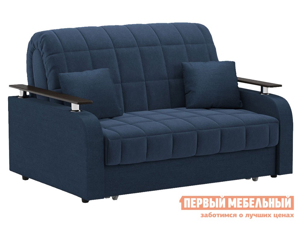 Прямой диван  Франческо 120х200 см, Независимый пружинный блок, Синий, велюр, С ящиком