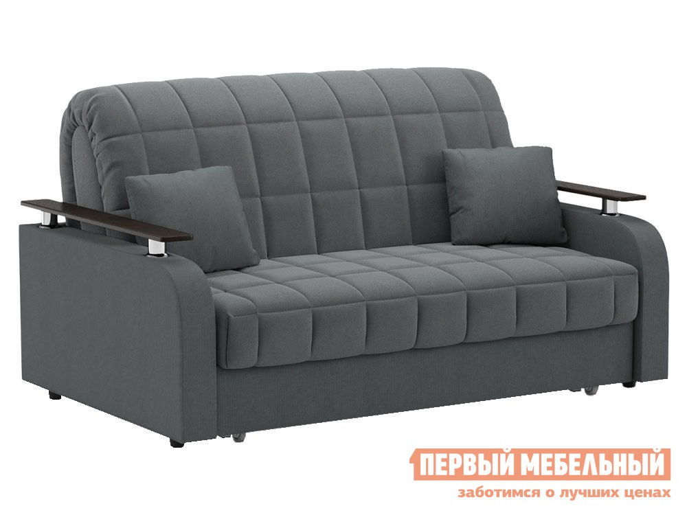 Прямой диван  Франческо Серый, велюр, 140х200 см, Пенополиуретан, Без ящика