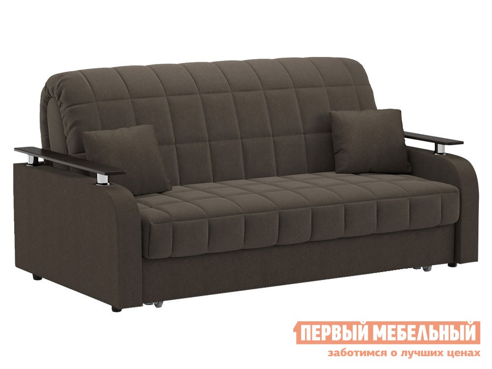 Прямой диван  Франческо 160х200 см, Независимый пружинный блок, Коричневый, велюр, С ящиком