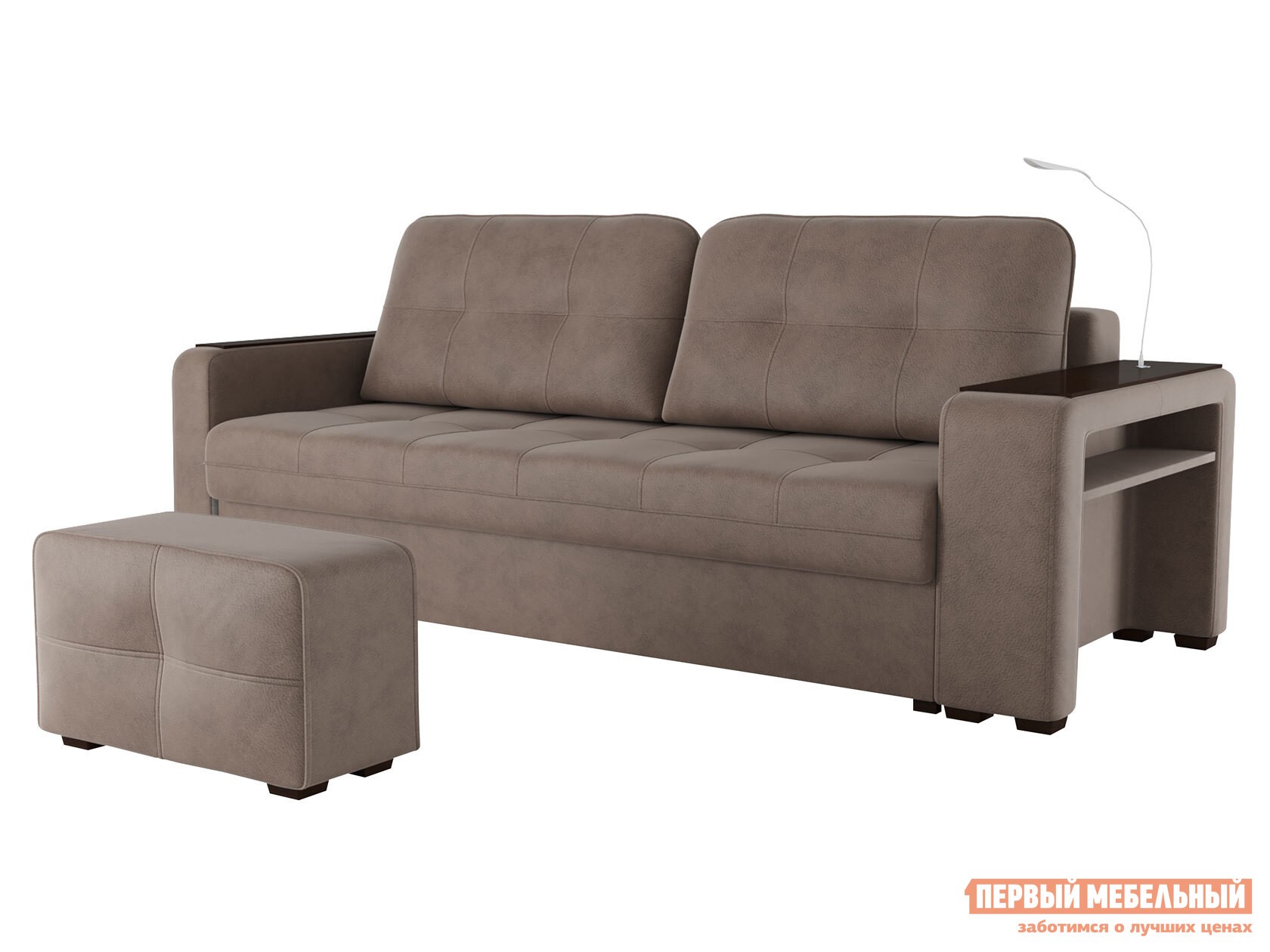 Прямой диван  Эванс Коричневый, микрофибра, Правая