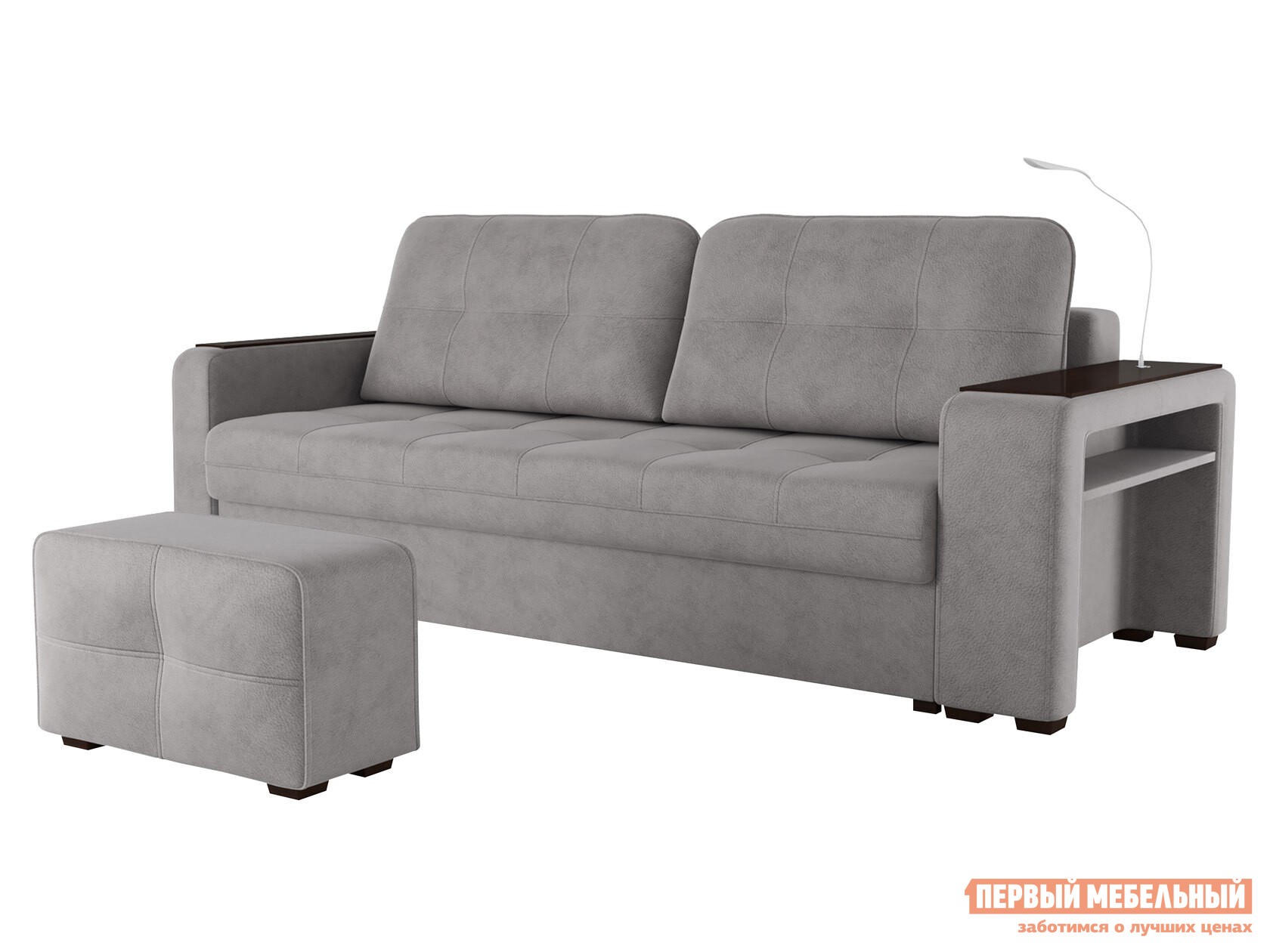 Прямой диван  Эванс Серый, микрофибра, Правая