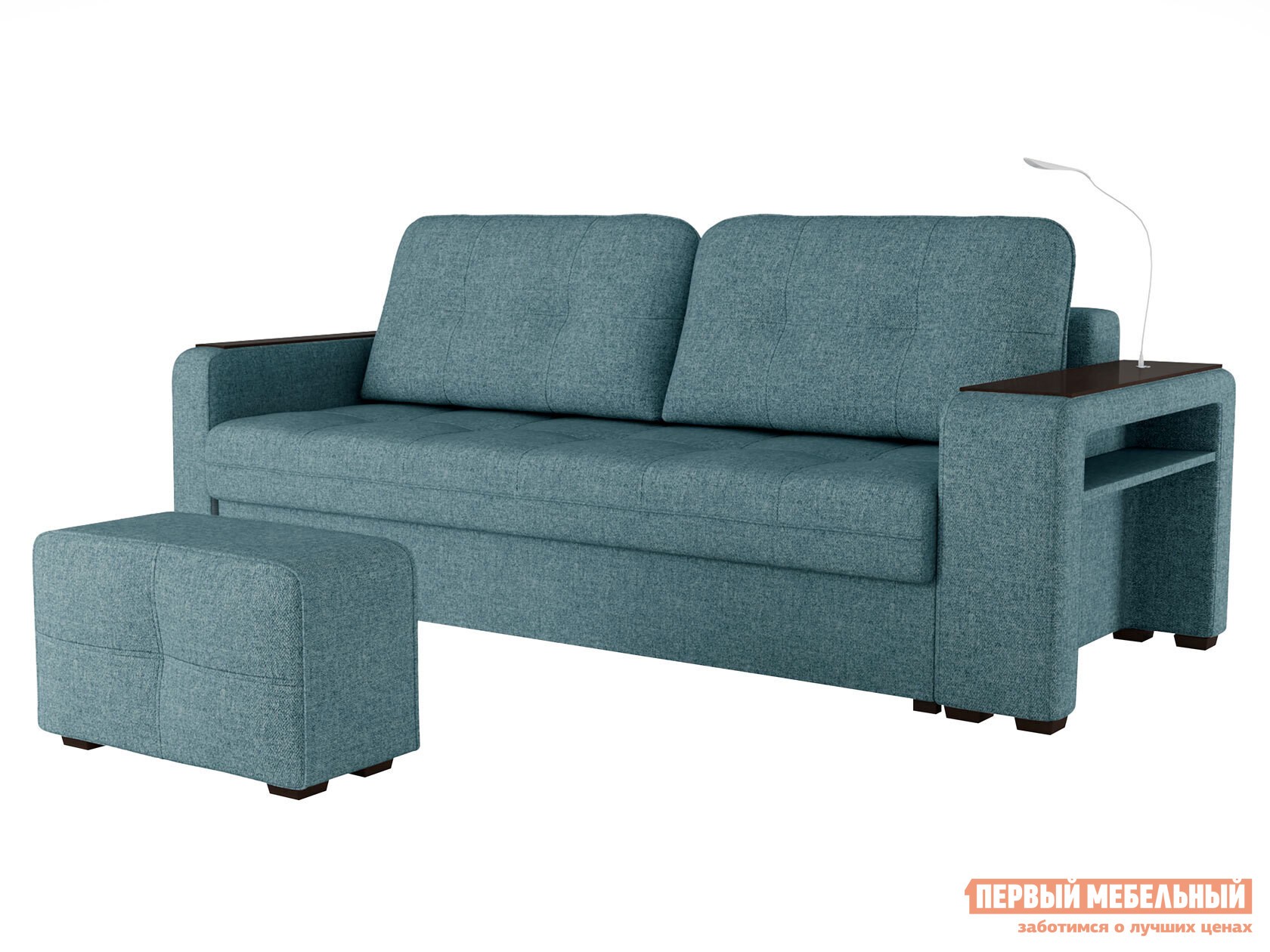 Прямой диван  Эванс Голубой, рогожка, Правая