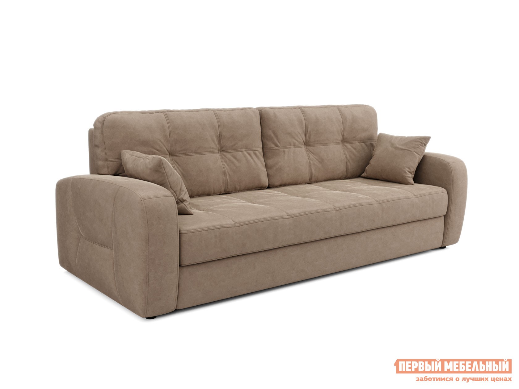 Прямой диван  Сильва Серо-бежевый, иск. замша