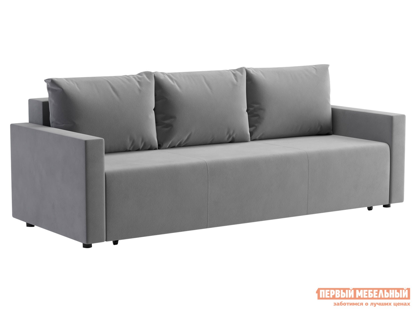 Прямой диван  Непал Серый, велюр